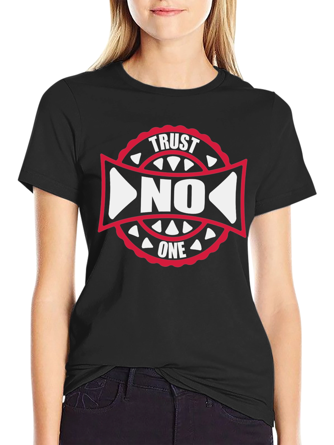 Trust No One Graphic Tee - Black Cotton T-Shirt