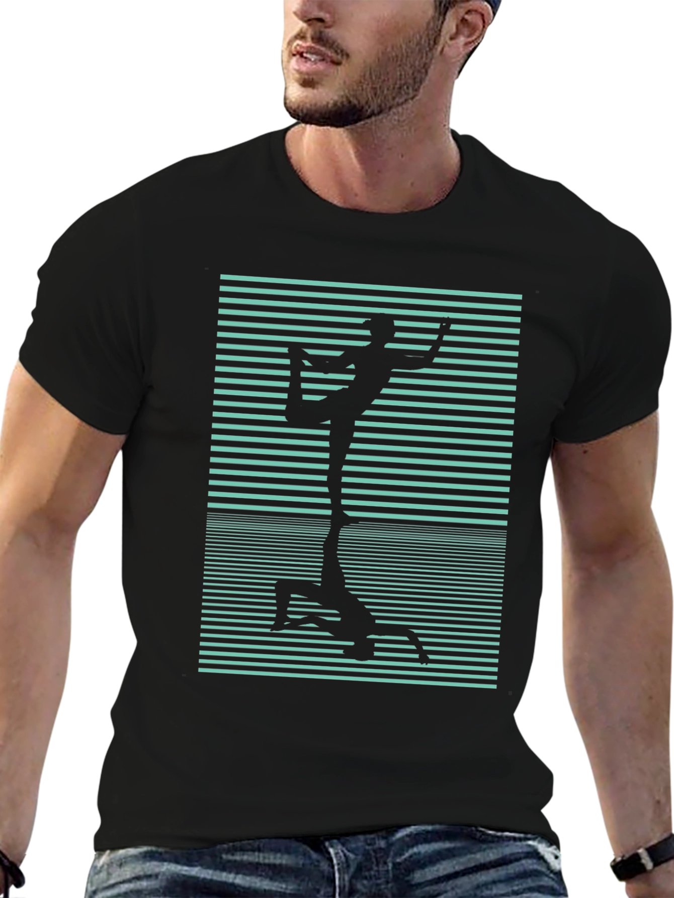 Yoga Reflection Graphic Tee - Black Cotton
