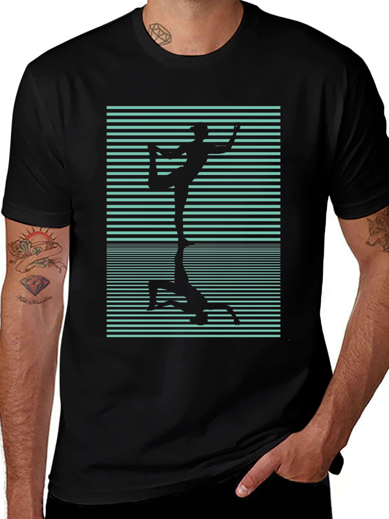 Yoga Reflection Graphic Tee - Black Cotton