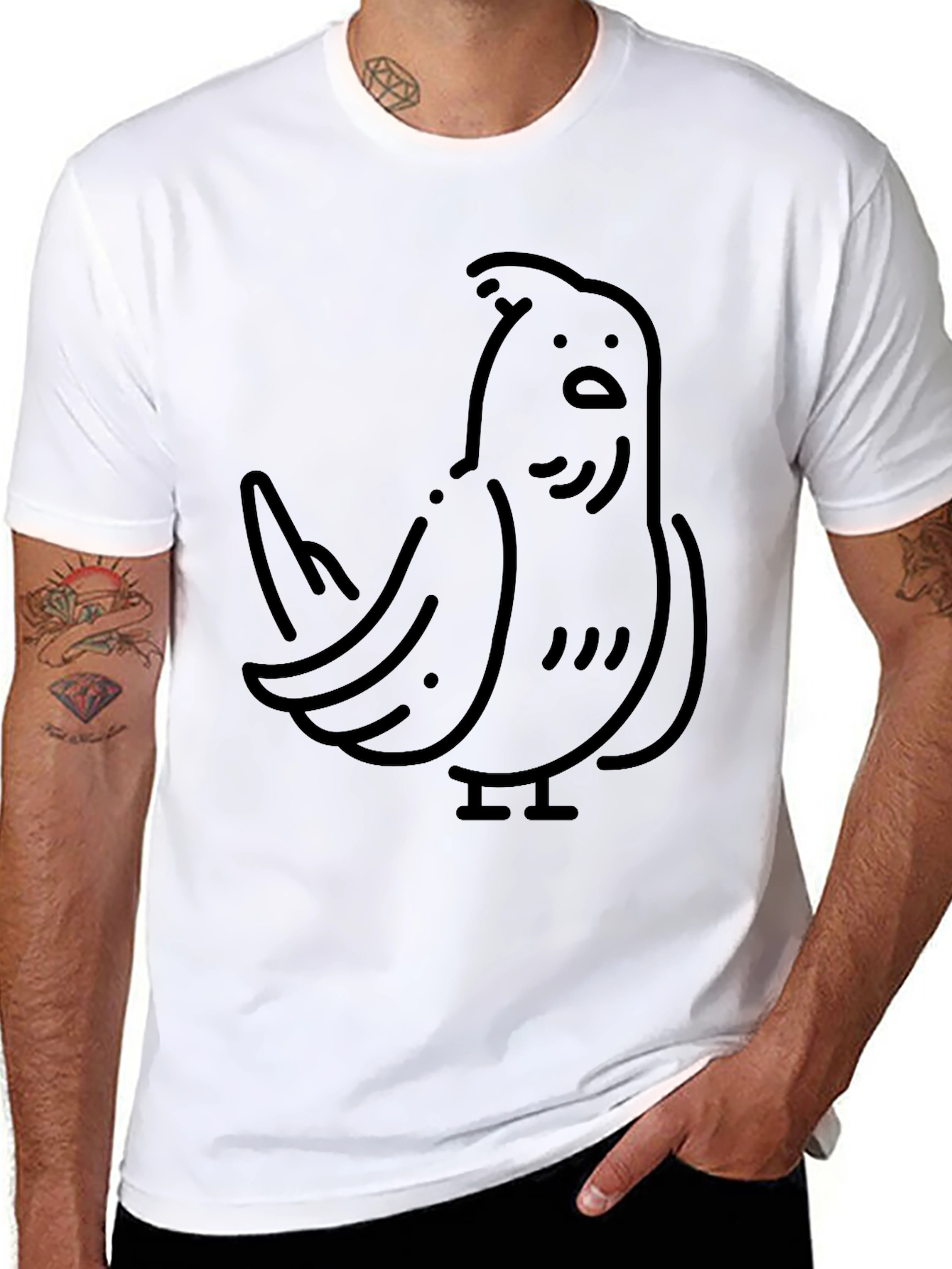 Whimsical Bird Graphic Tee - Stylish Black T-Shirt