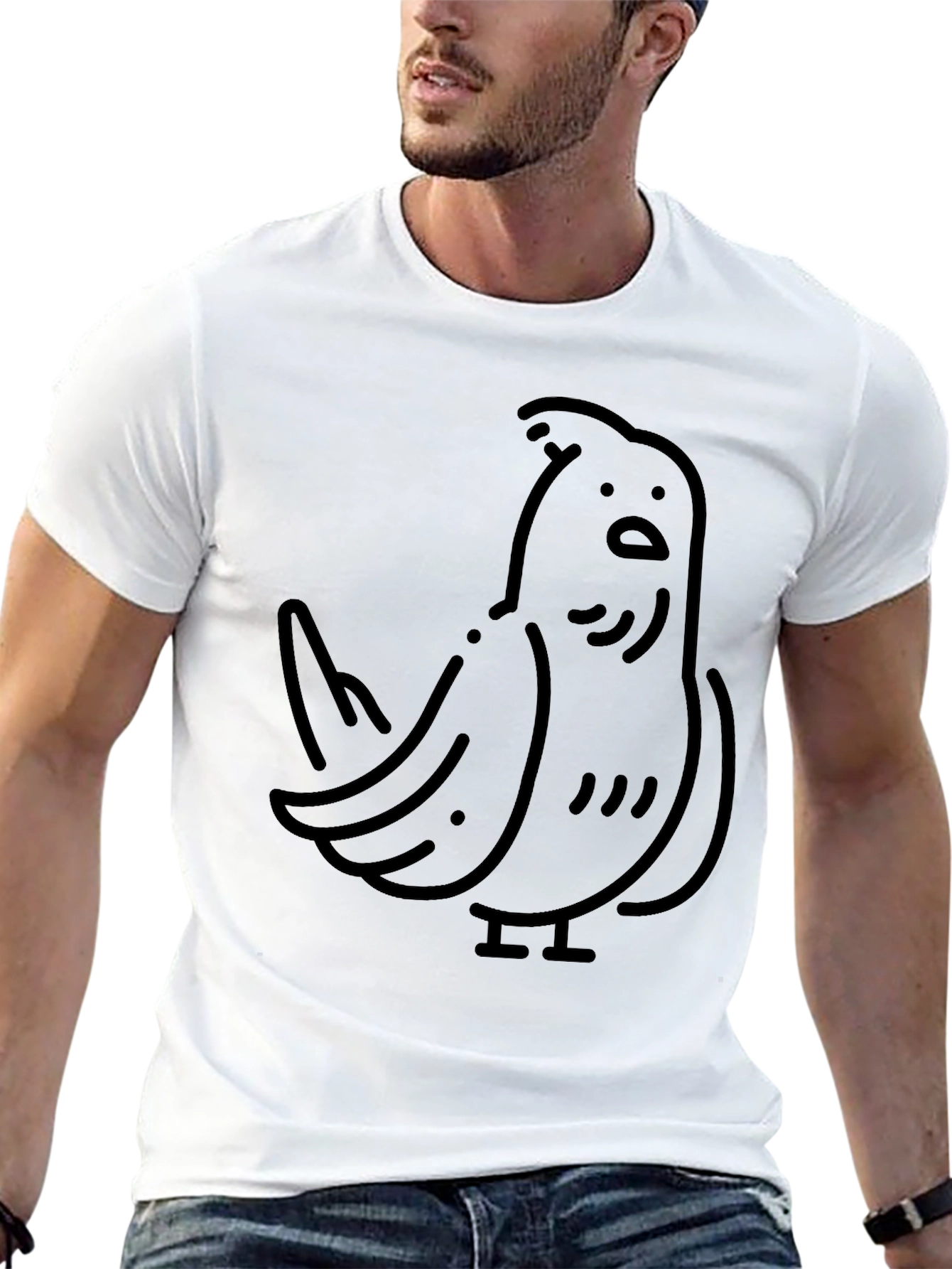 Whimsical Bird Graphic Tee - Stylish Black T-Shirt