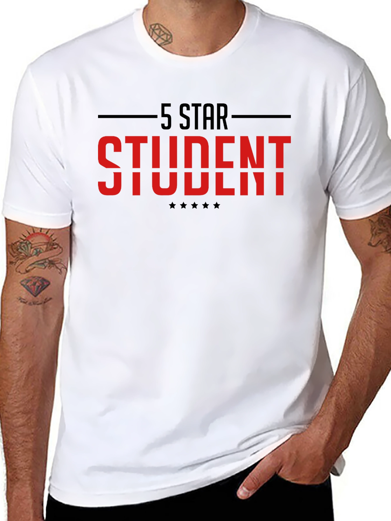 5 Star Student Black Graphic T-Shirt