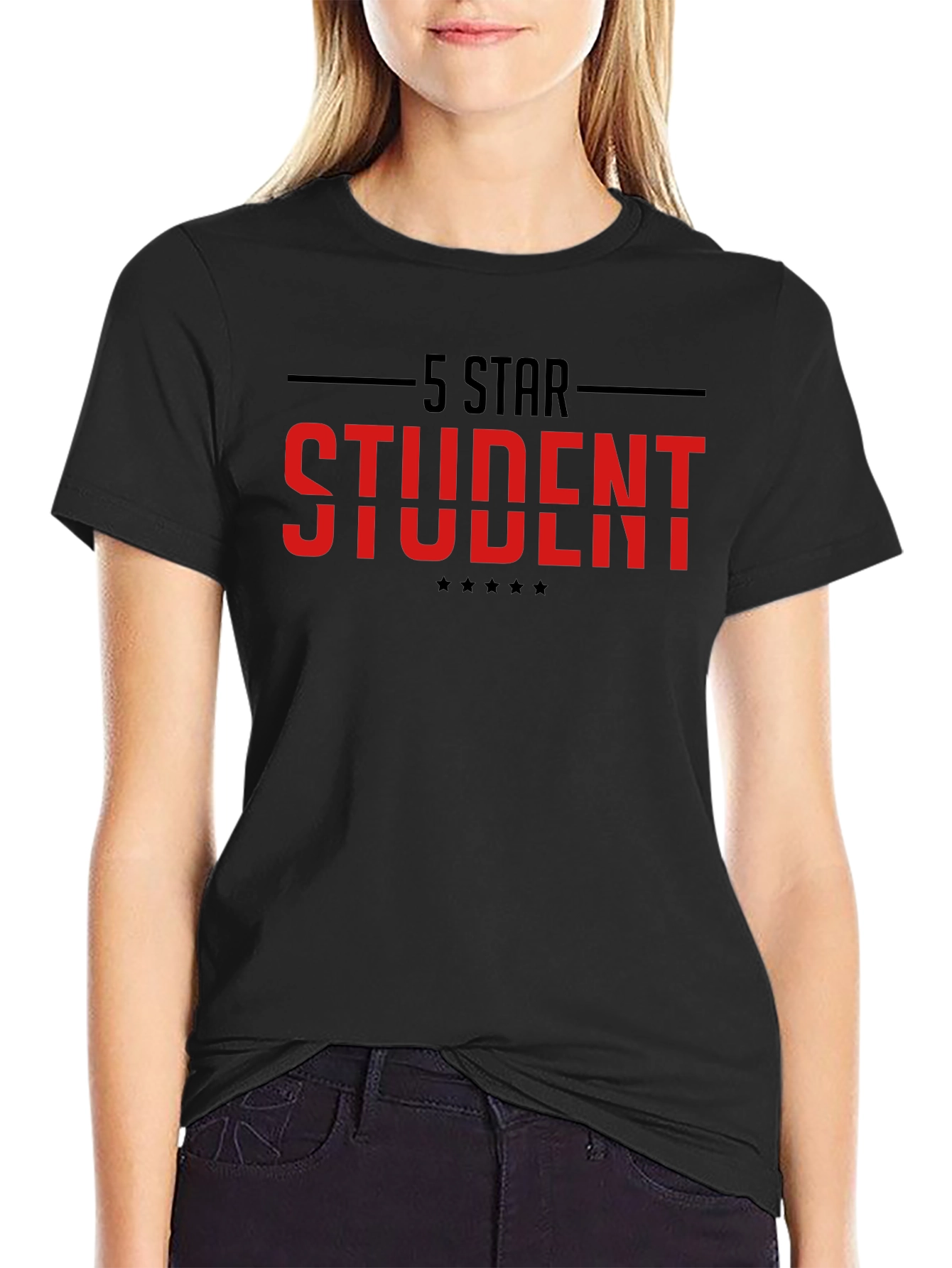 5 Star Student Black Graphic T-Shirt