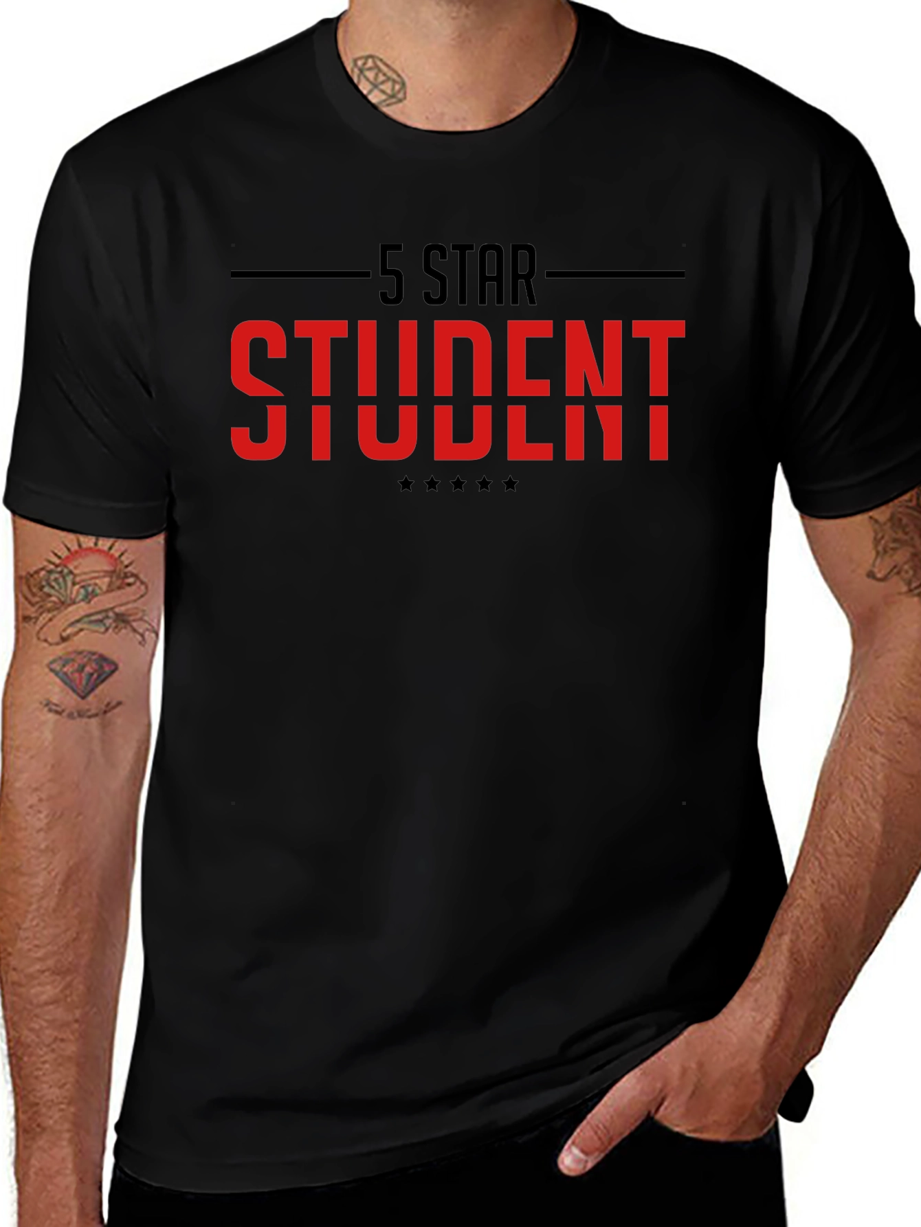 5 Star Student Black Graphic T-Shirt