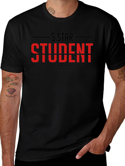 5 Star Student Black Graphic T-Shirt