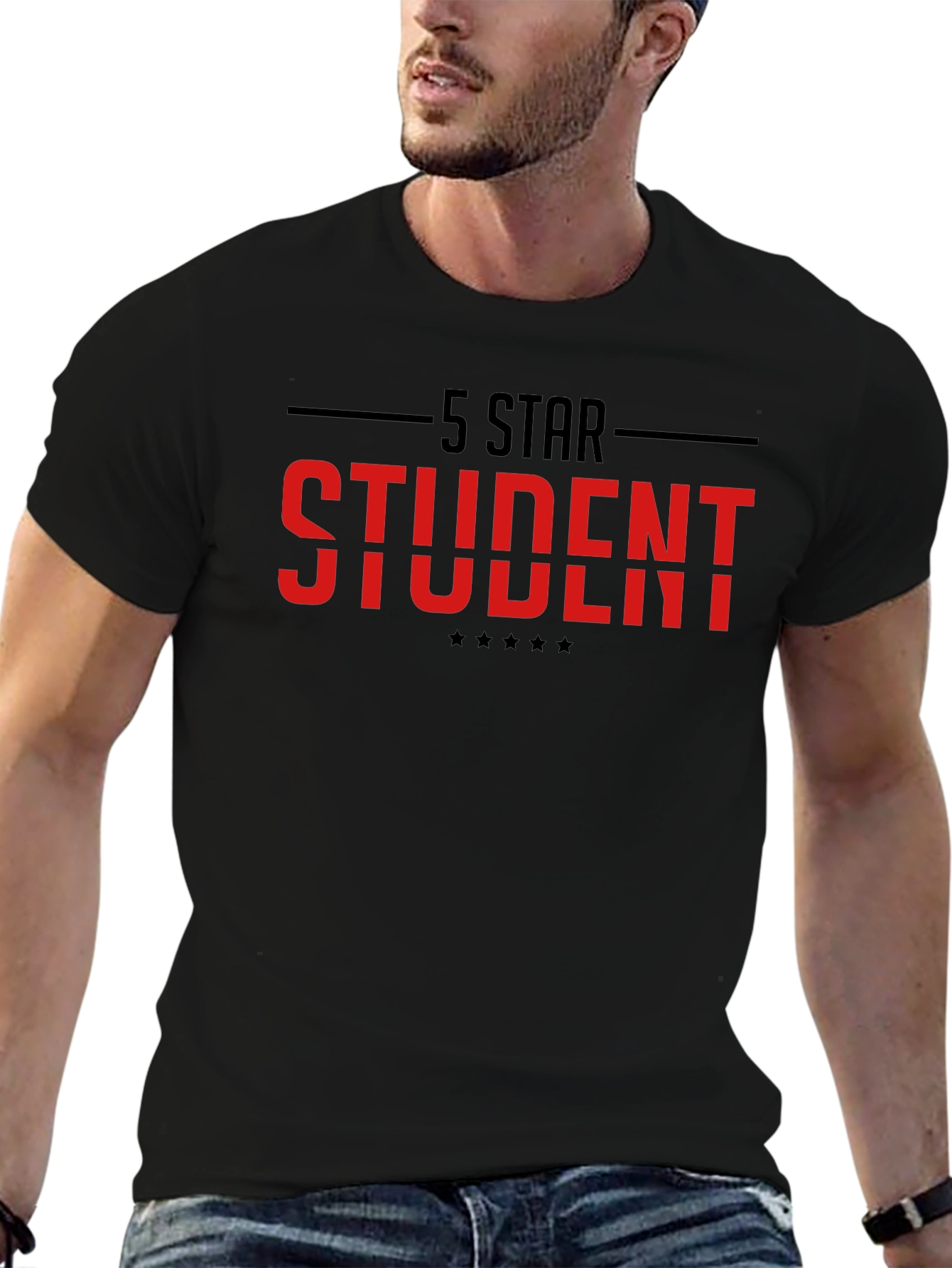 5 Star Student Black Graphic T-Shirt