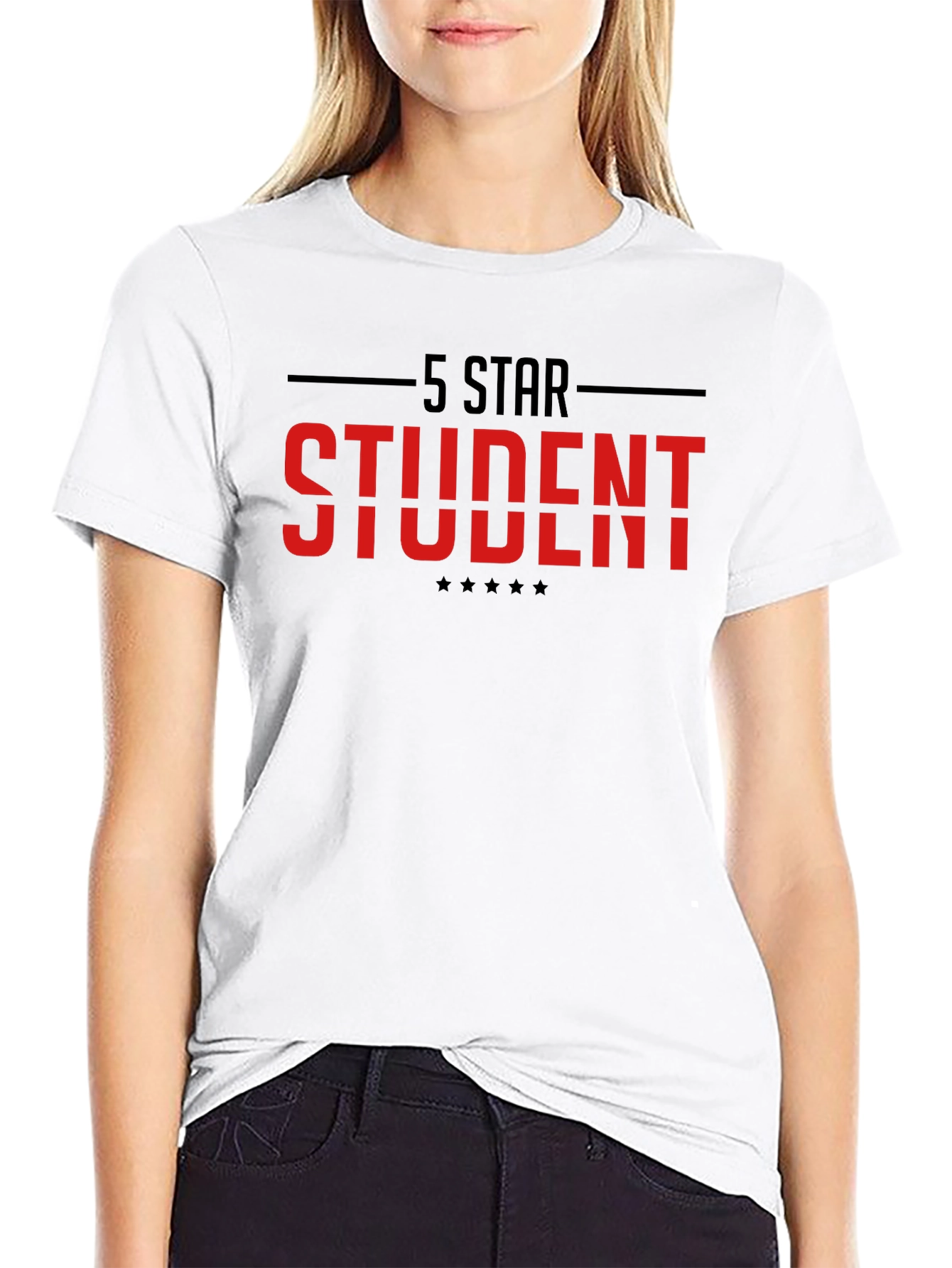 5 Star Student Black Graphic T-Shirt
