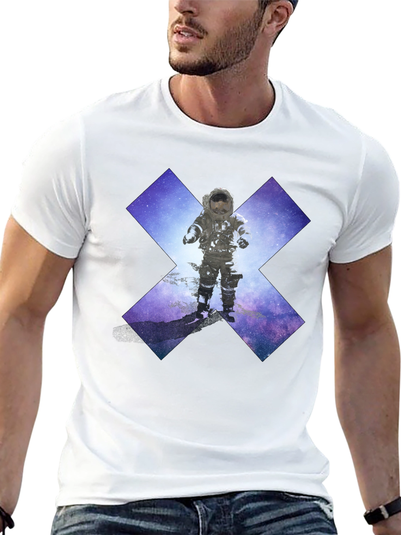 Astronaut in Space Black T-Shirt