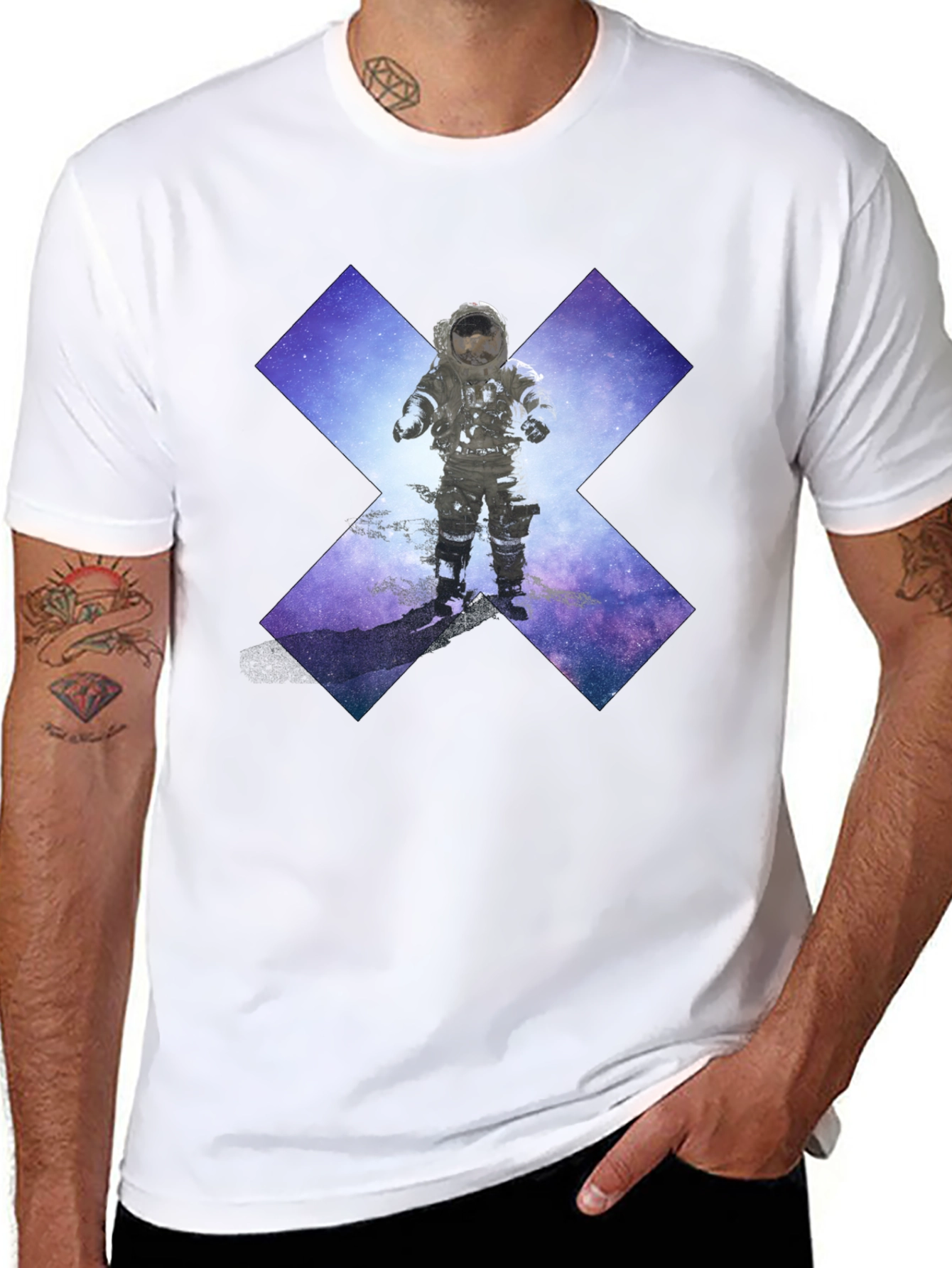 Astronaut in Space Black T-Shirt