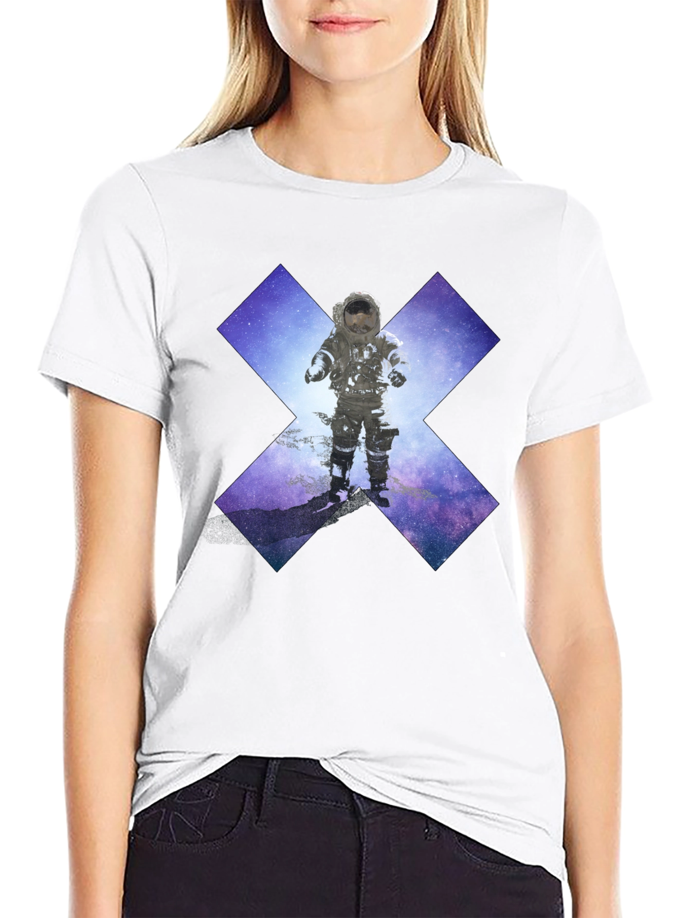 Astronaut in Space Black T-Shirt