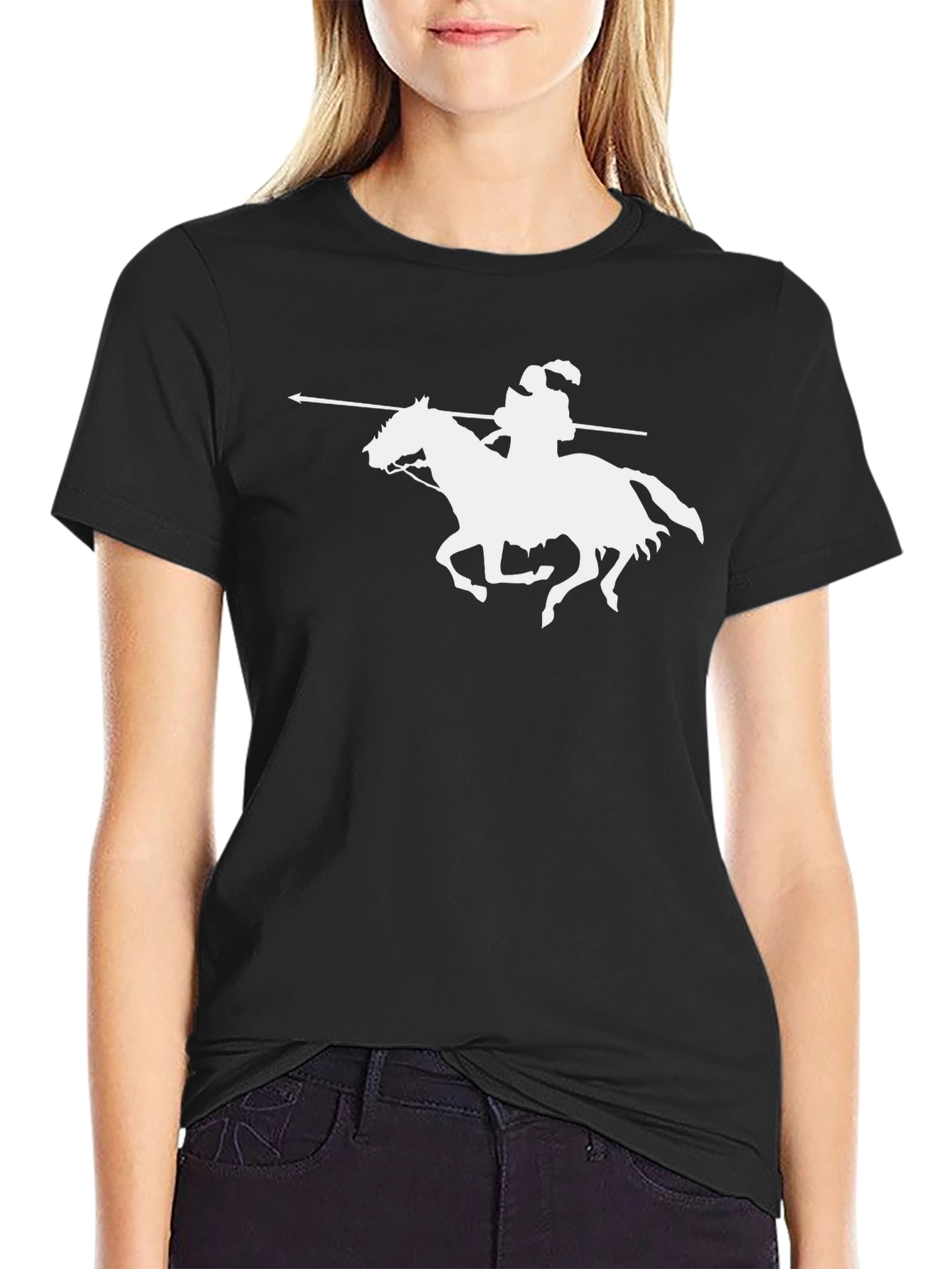 Black T-Shirt with Horseman Graphic