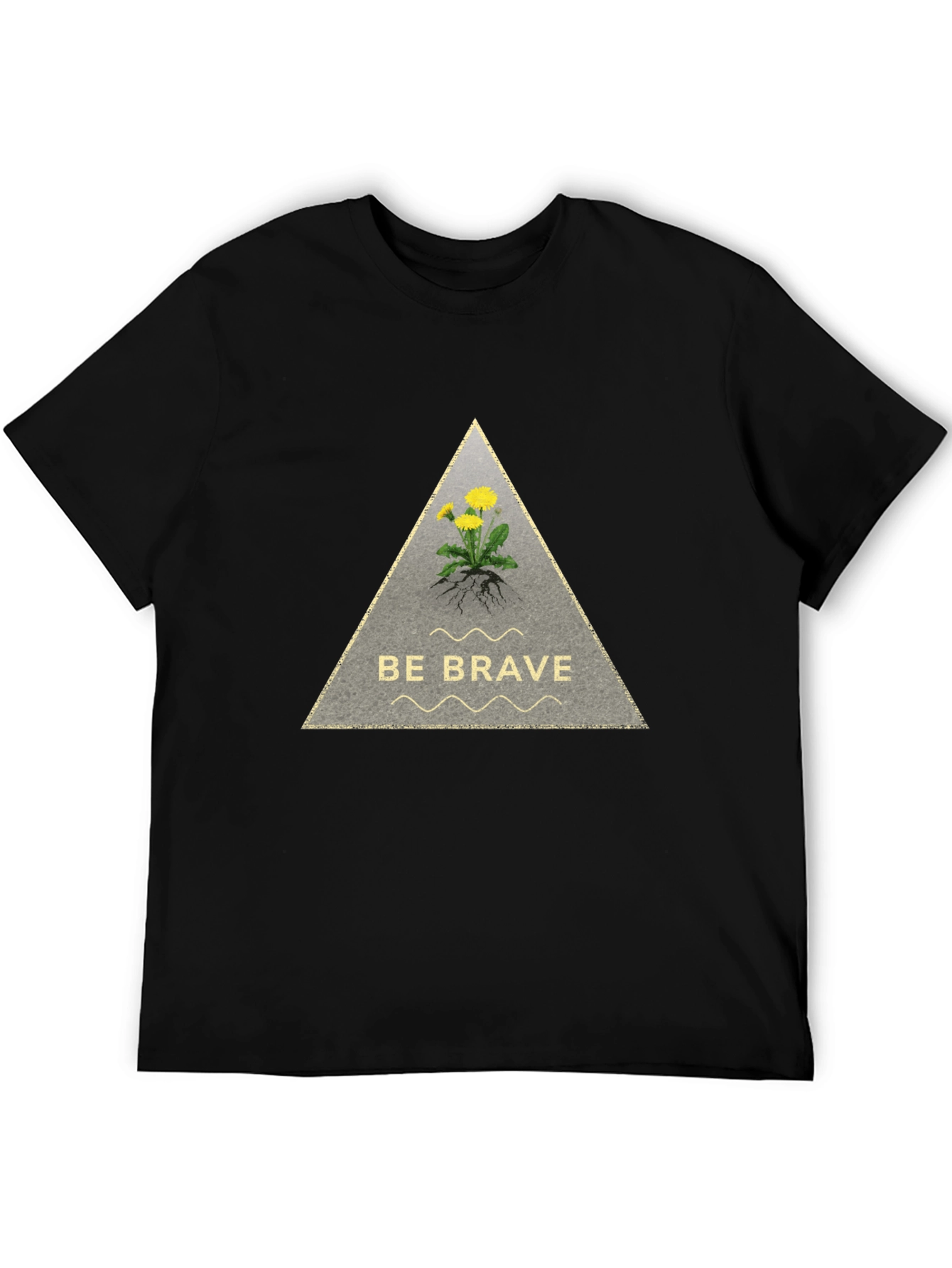 Be Brave Dandelion Graphic Tee - Black Cotton T-Shirt