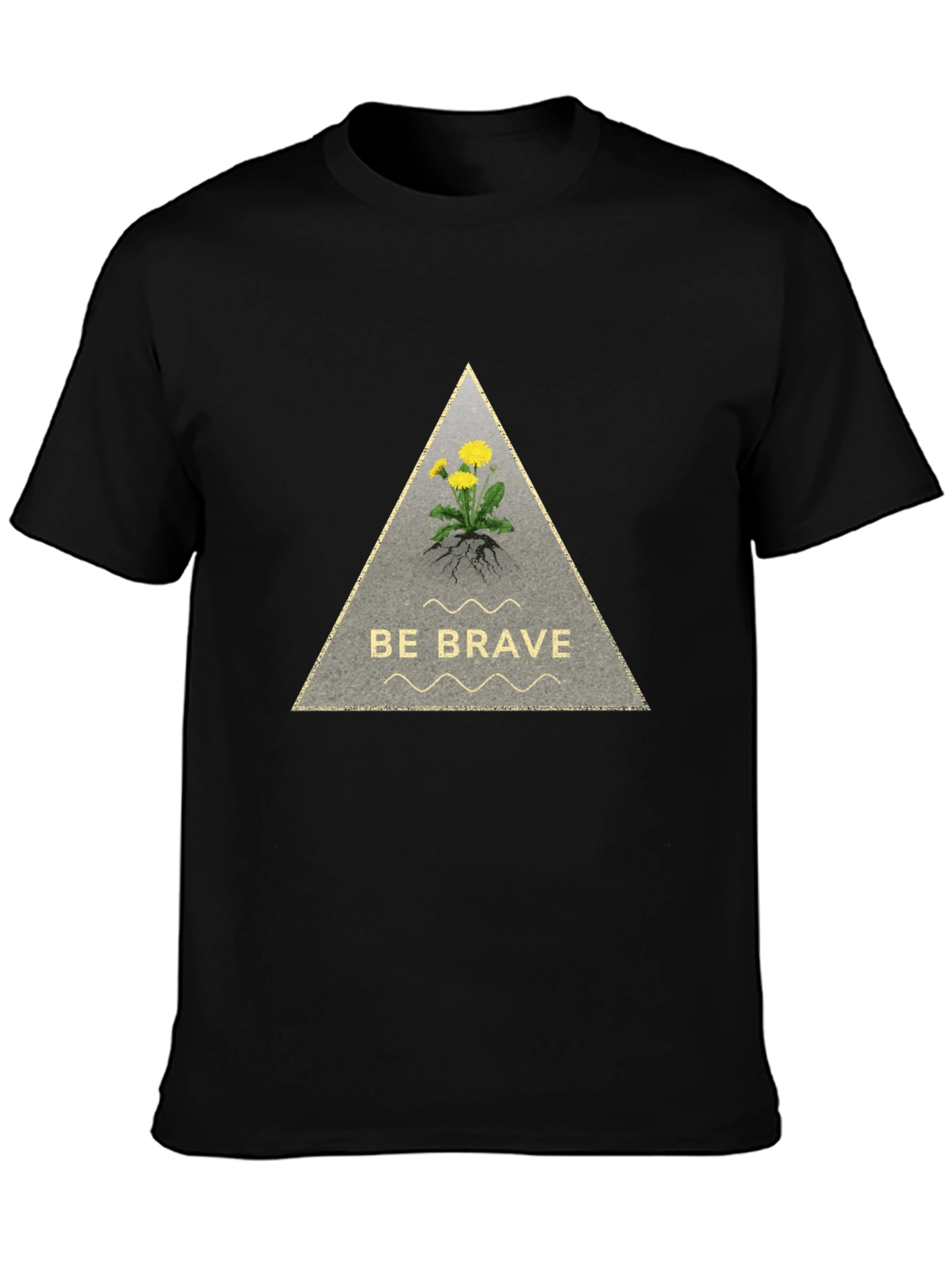 Be Brave Dandelion Graphic Tee - Black Cotton T-Shirt