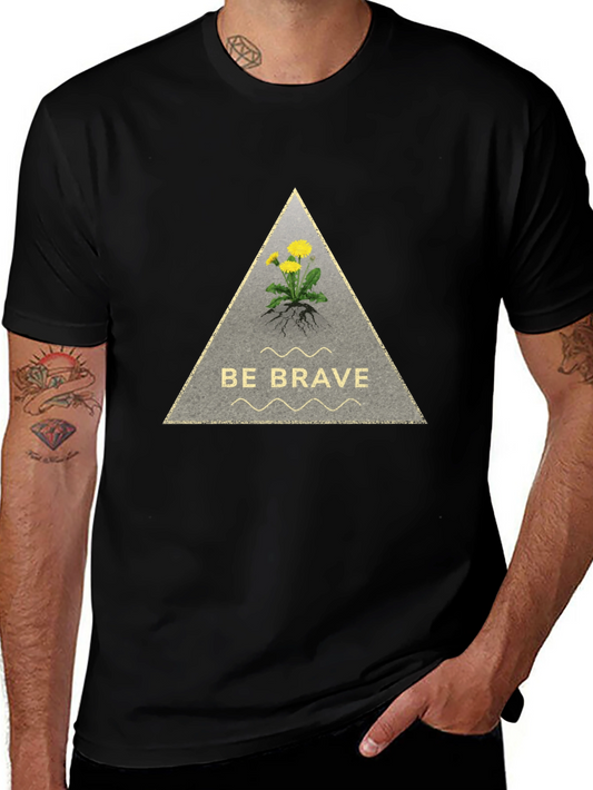 Be Brave Dandelion Graphic Tee - Black Cotton T-Shirt