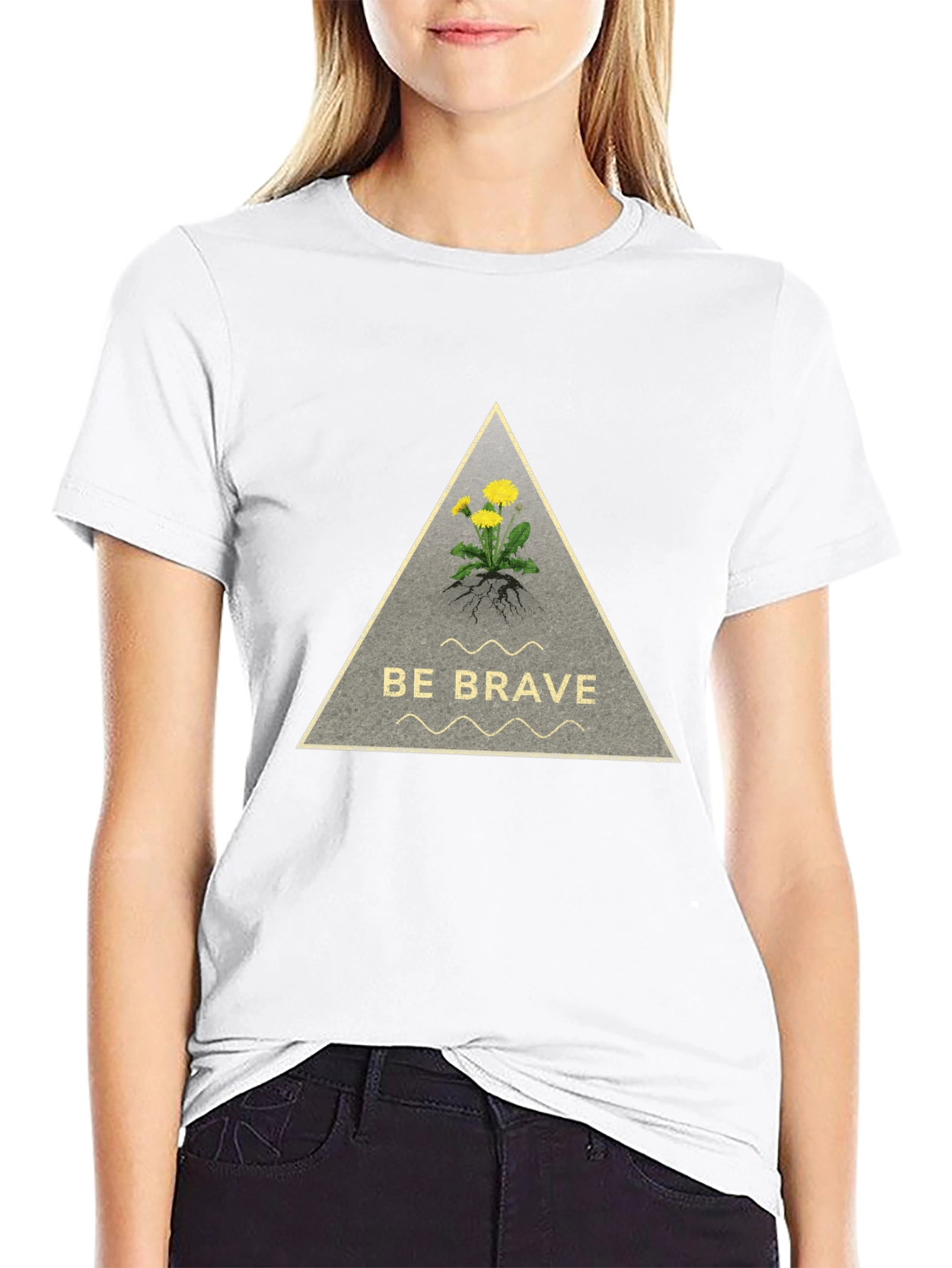 Be Brave Dandelion Graphic Tee - Black Cotton T-Shirt