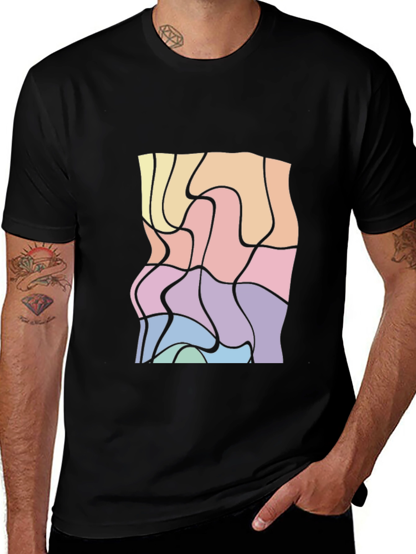 Abstract Graphic Black T-Shirt