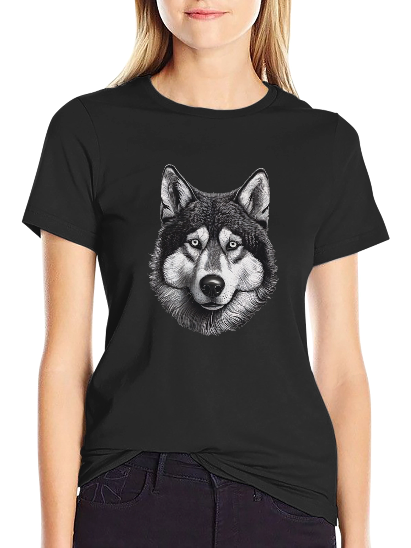 Black Wolf Graphic T-Shirt - Mens Short Sleeve