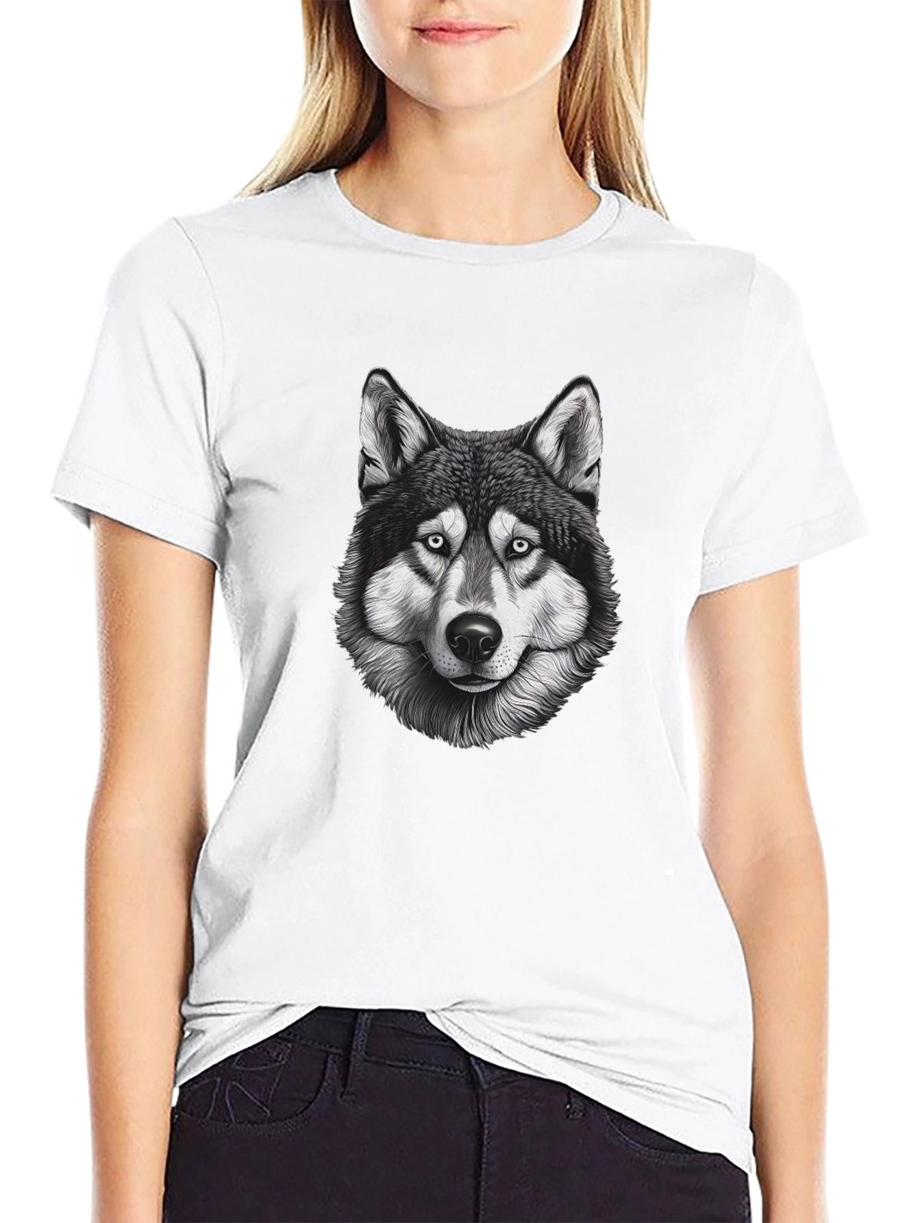 Black Wolf Graphic T-Shirt - Mens Short Sleeve