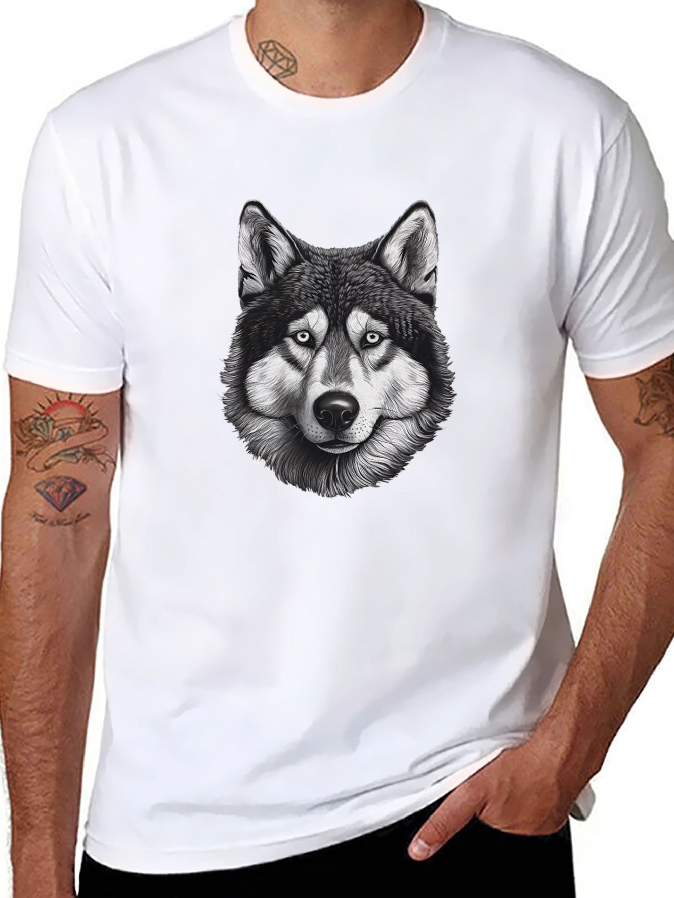 Black Wolf Graphic T-Shirt - Mens Short Sleeve