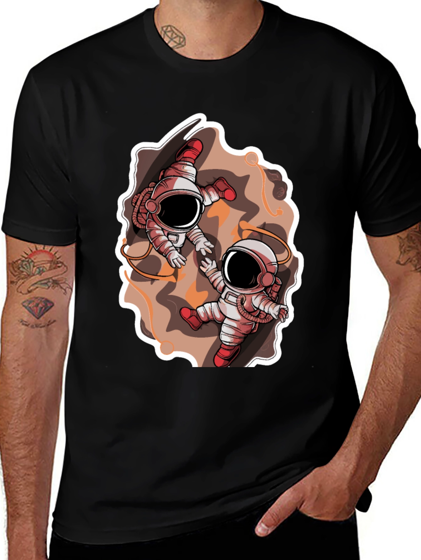 Astronauts in Space Graphic Black T-Shirt