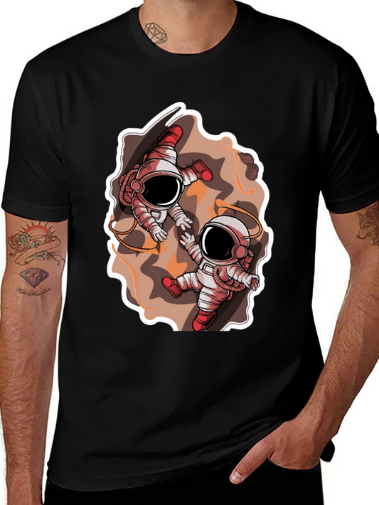 Astronauts in Space Graphic Black T-Shirt