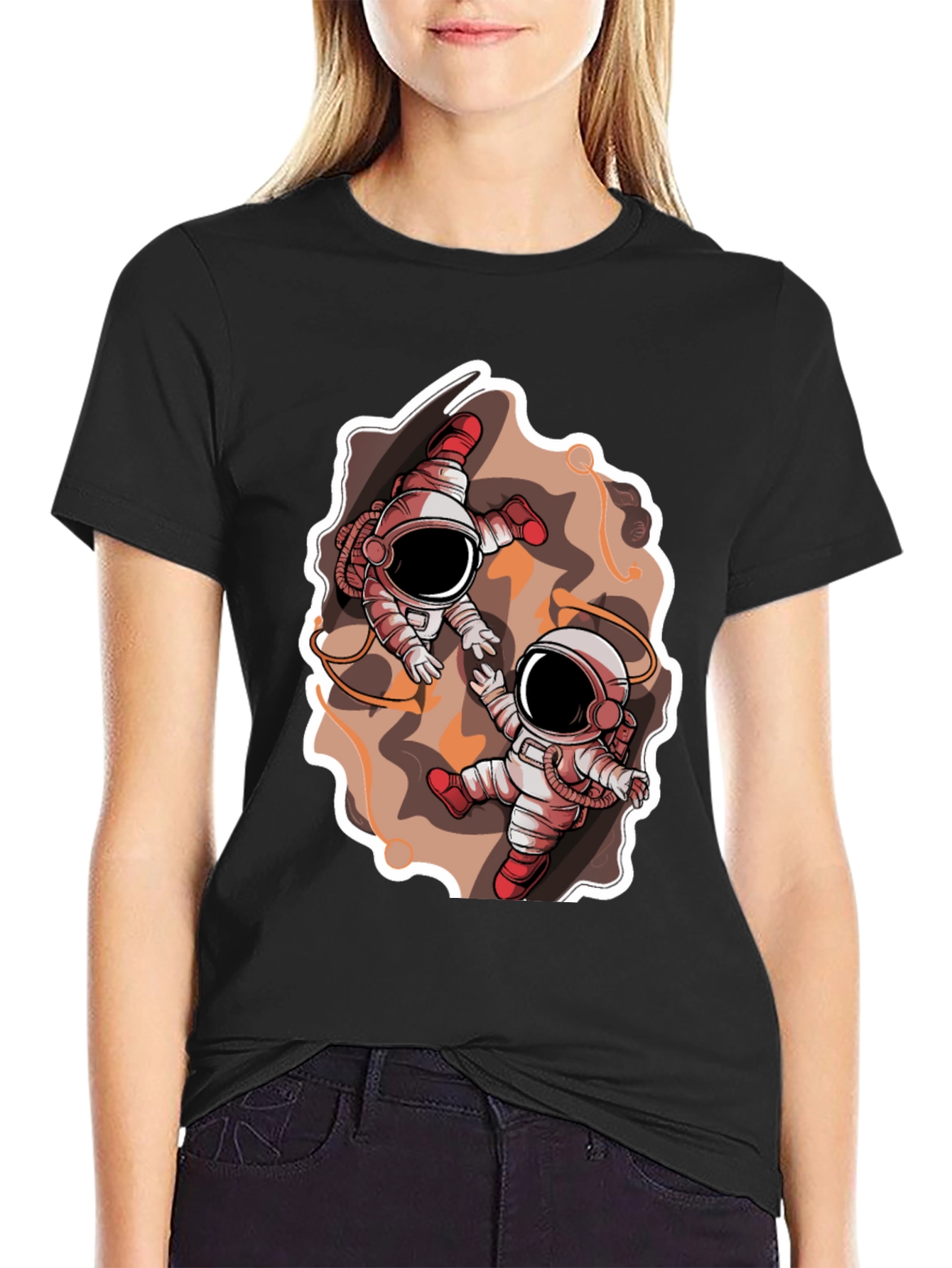 Astronauts in Space Graphic Black T-Shirt