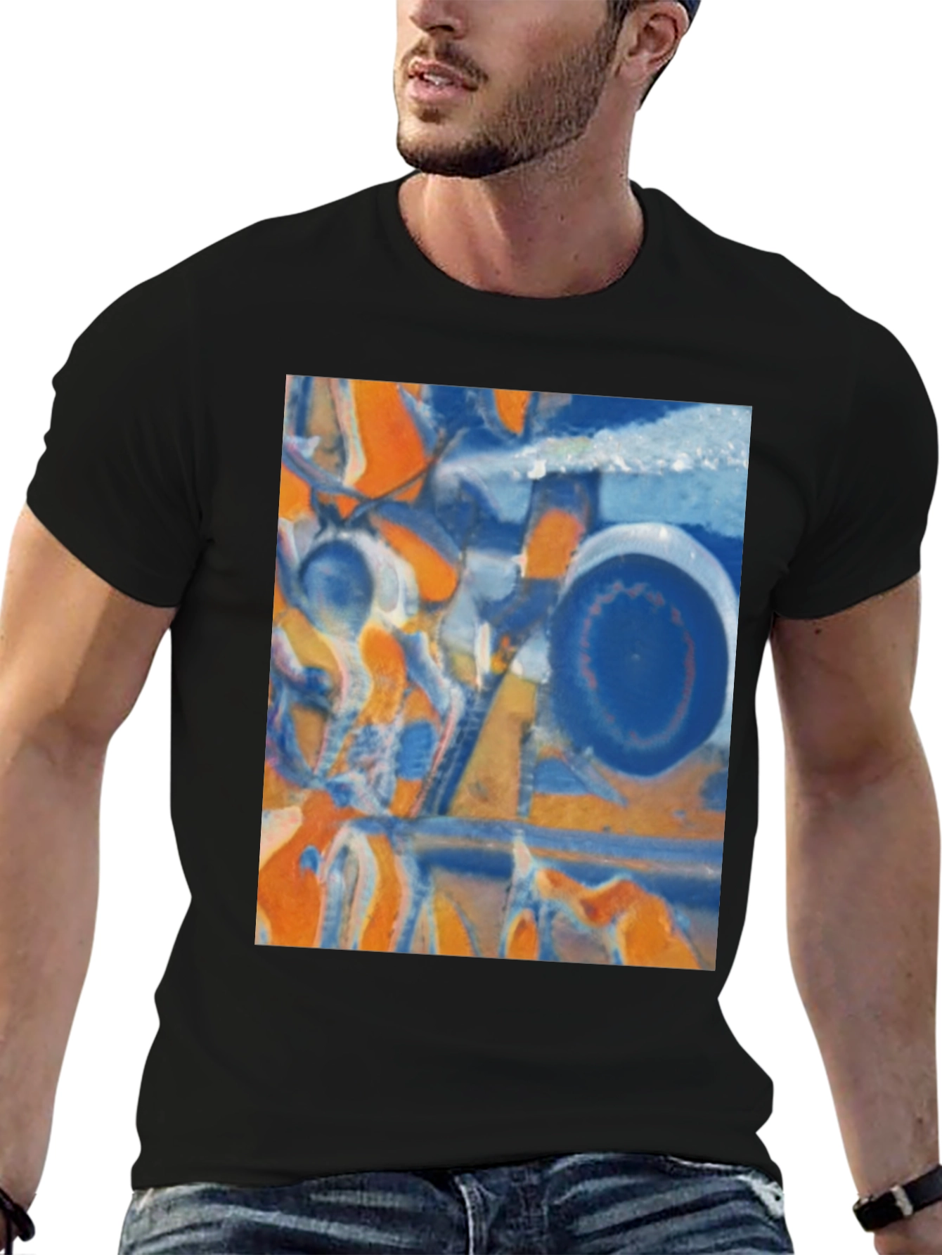 Abstract Geometric Print Crew Neck T-Shirt