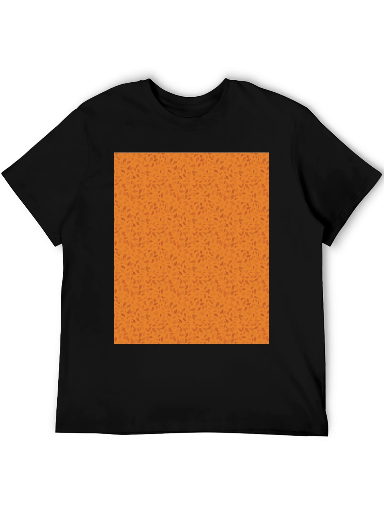 Black Tee with Autumn Leaf Pattern