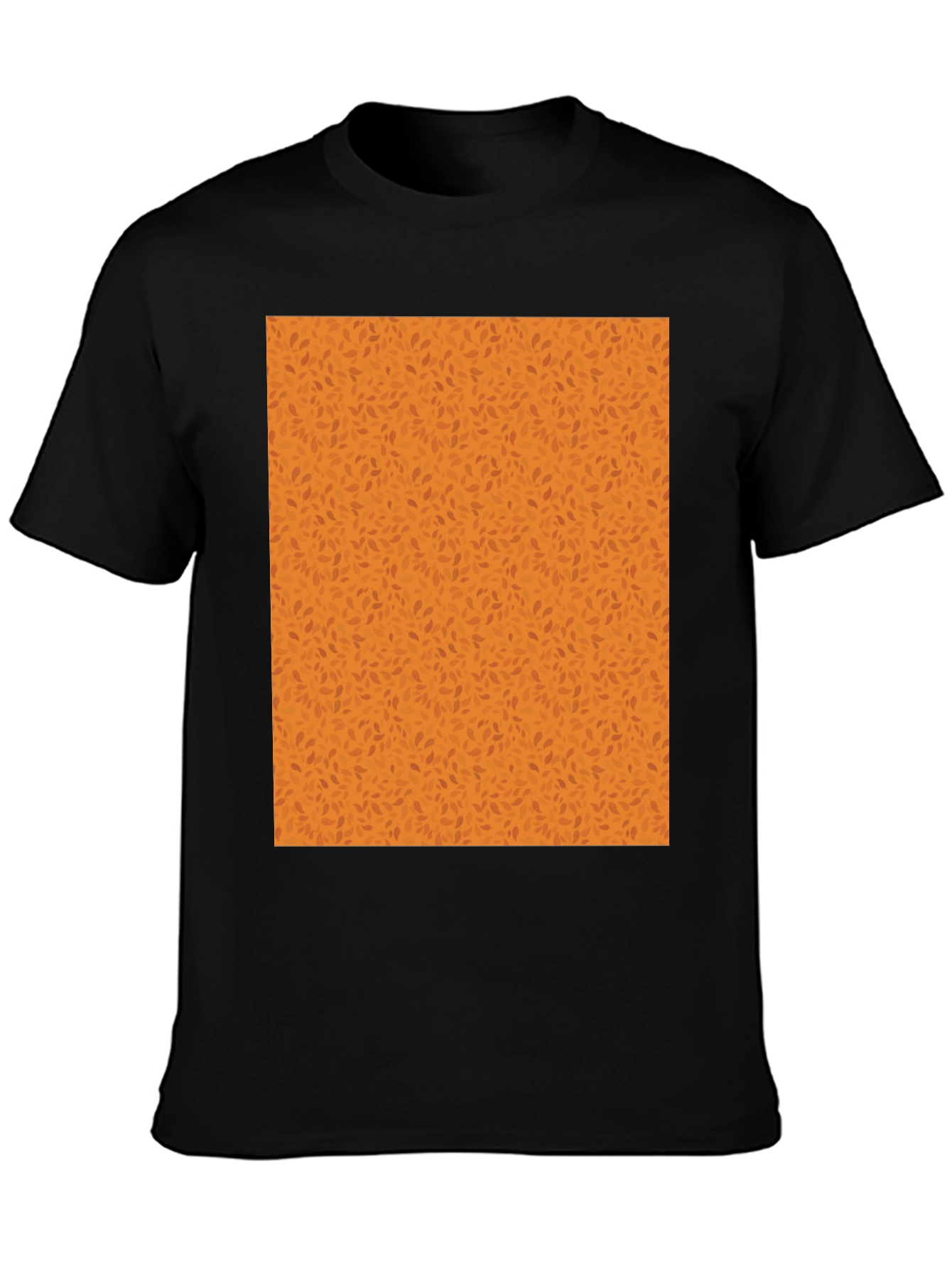 Black Tee with Autumn Leaf Pattern