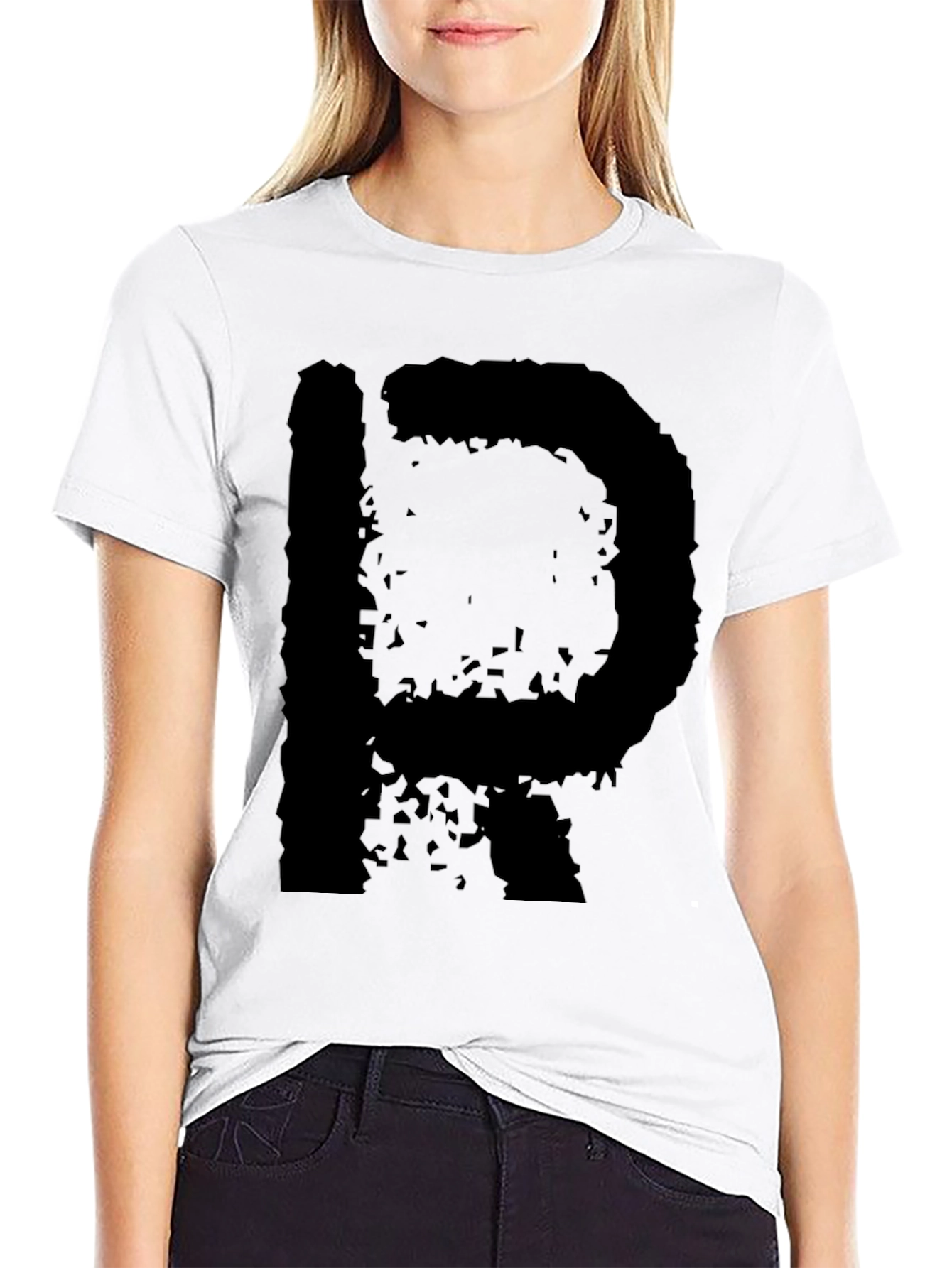 Black T-Shirt with Letter R Design