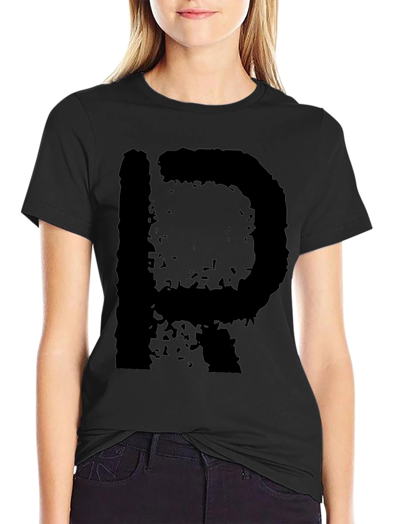 Black T-Shirt with Letter R Design