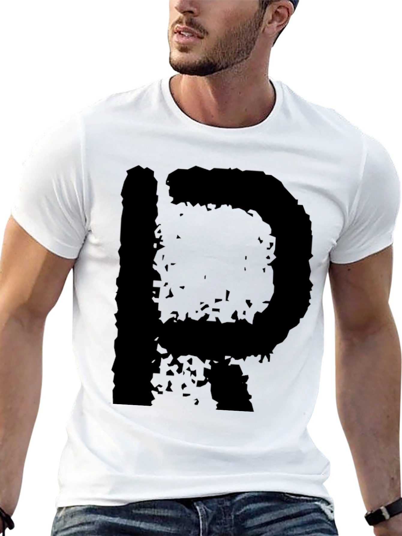 Black T-Shirt with Letter R Design