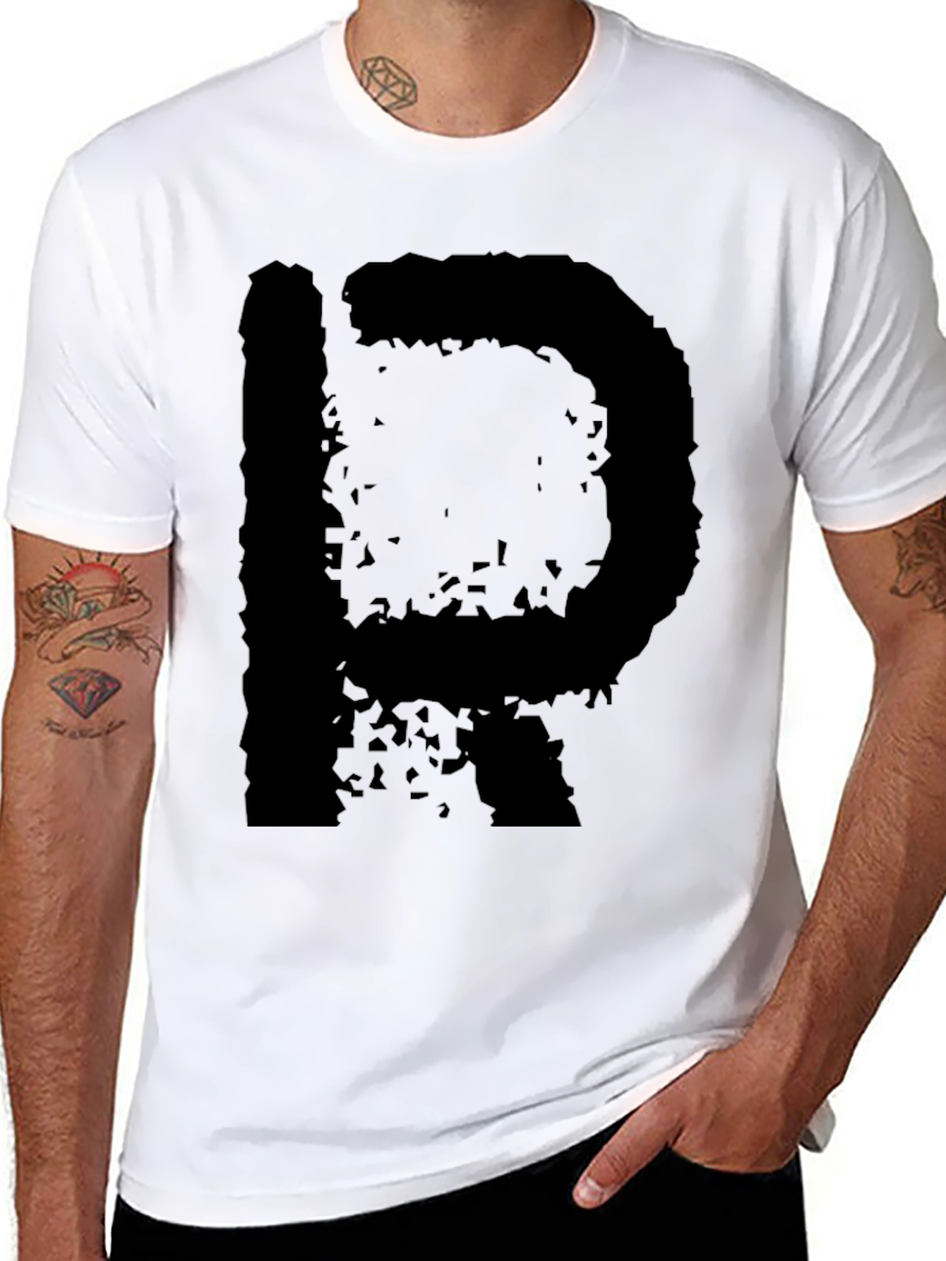 Black T-Shirt with Letter R Design