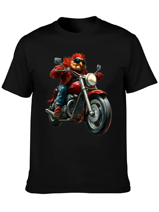 Biker Bird T-Shirt - Red Motorcycle Graphic Tee