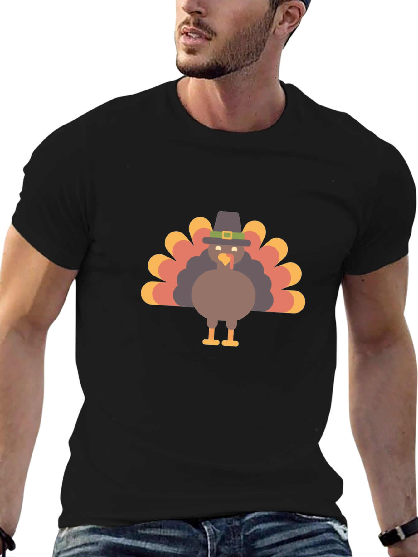 Thanksgiving Turkey Graphic Tee - Black T-Shirt