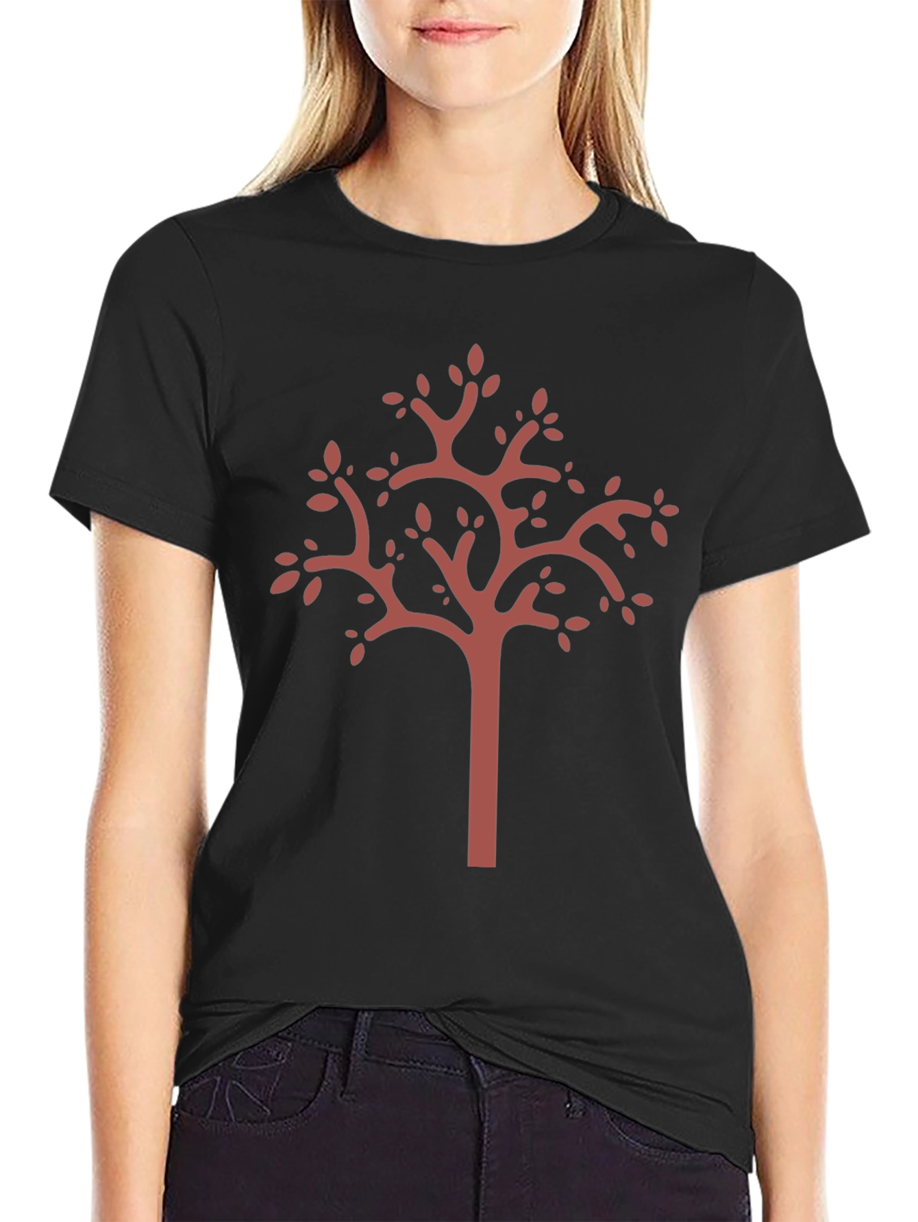 Abstract Tree Graphic Tee - Stylish Black T-Shirt