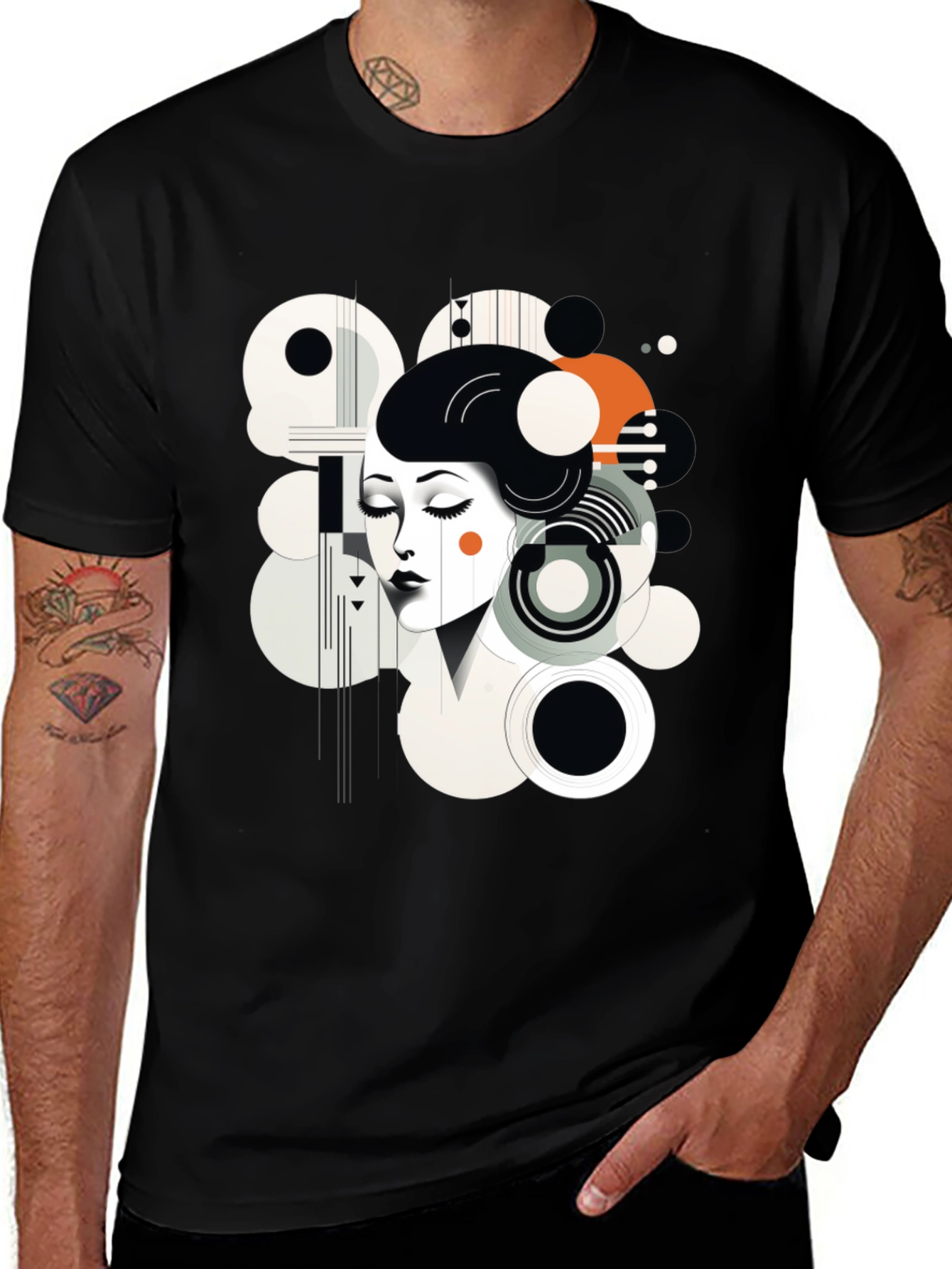Abstract Woman Graphic Black Tee