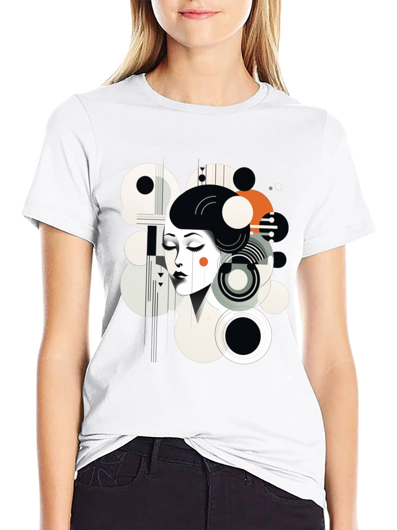 Abstract Woman Graphic Black Tee
