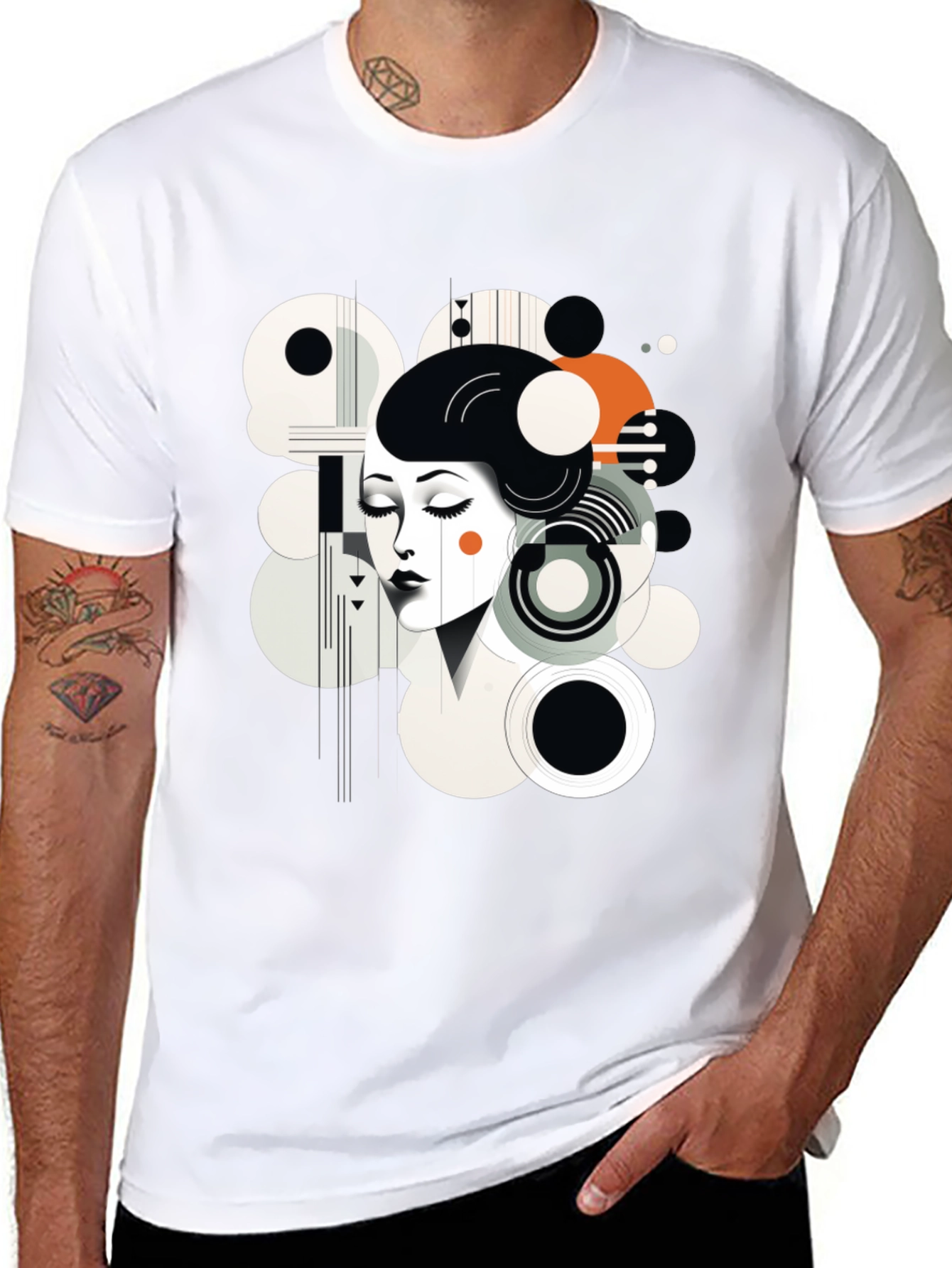 Abstract Woman Graphic Black Tee