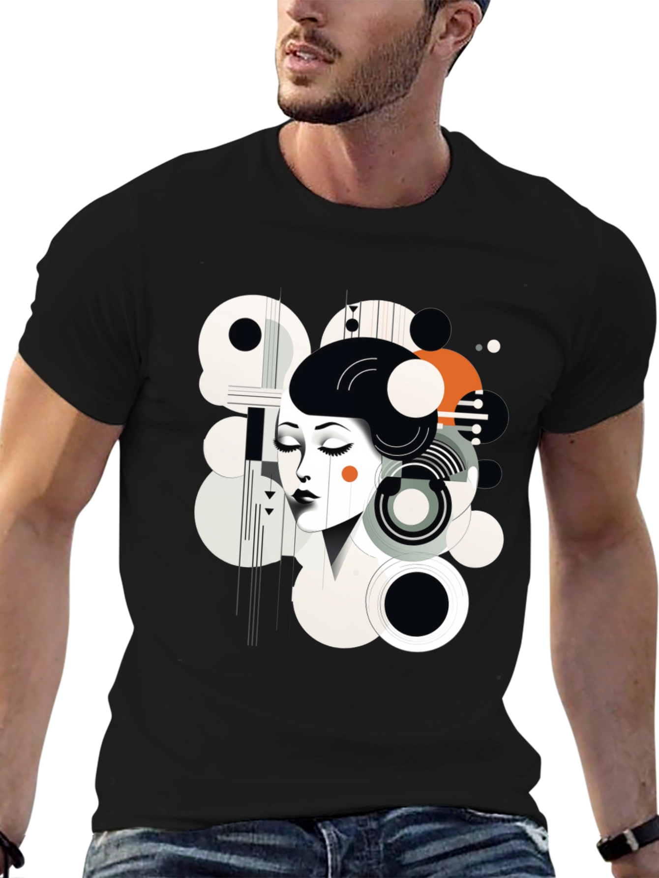 Abstract Woman Graphic Black Tee