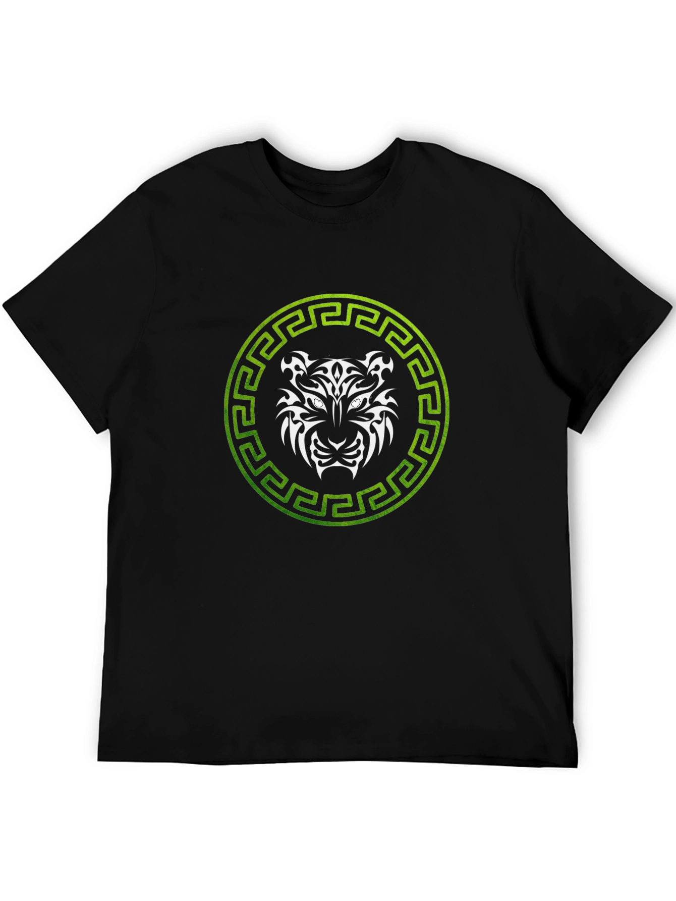 Tribal Tiger Graphic Tee - Green & White Design