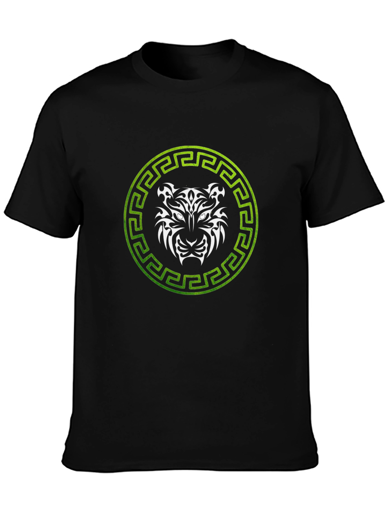 Tribal Tiger Graphic Tee - Green & White Design