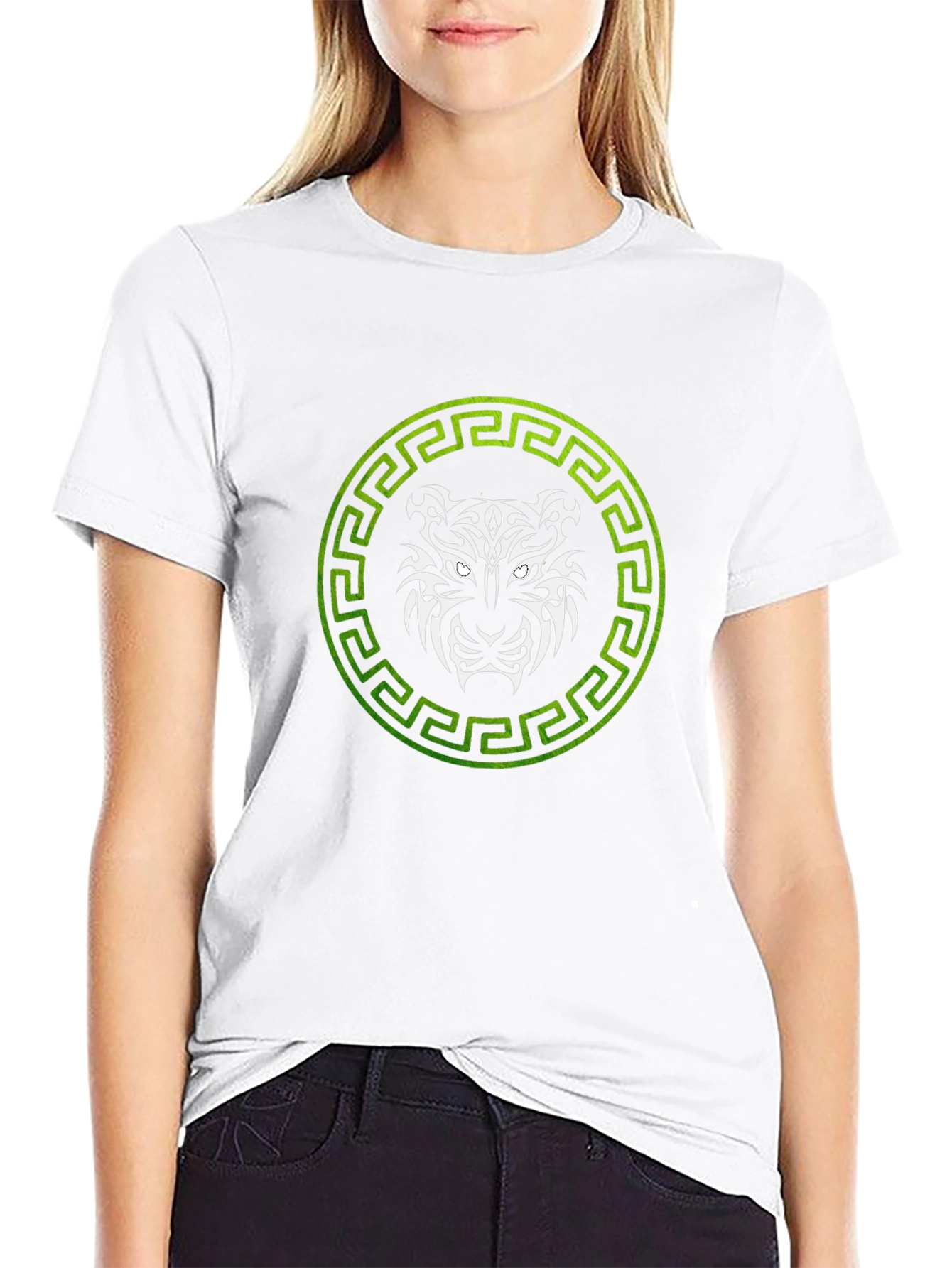 Tribal Tiger Graphic Tee - Green & White Design
