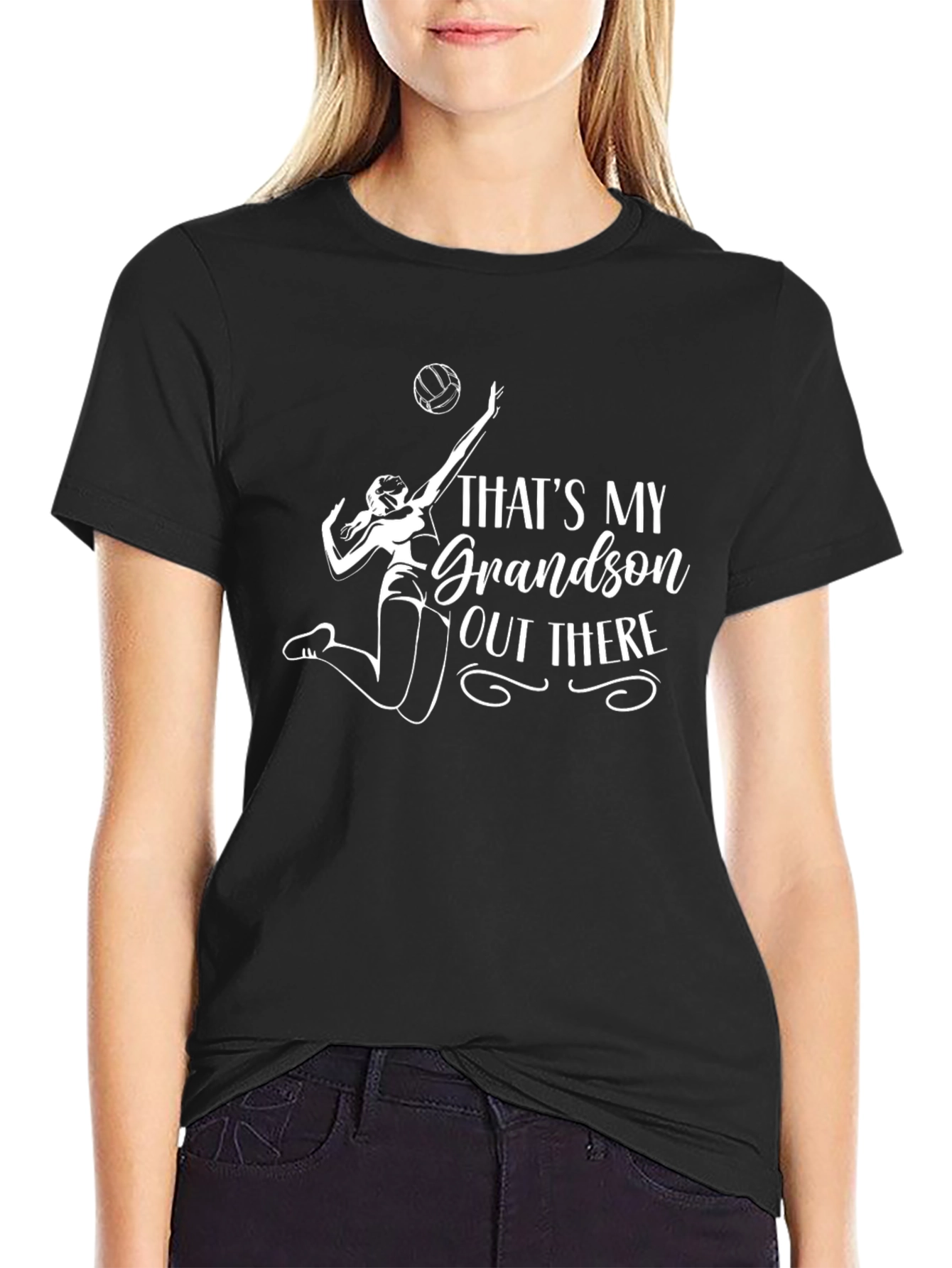 Thats My Grandson Out There Volleyball Graphic T-Shirt