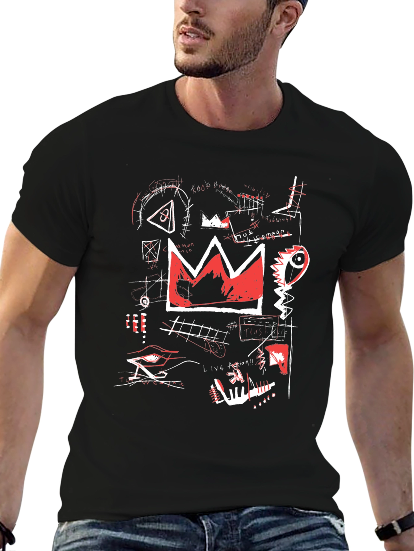 Basquiat Inspired Graphic Tee - Crown Design