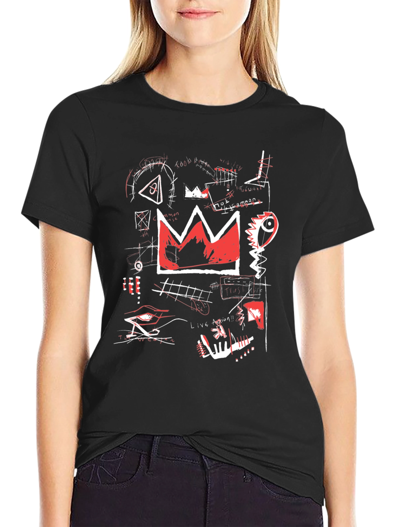 Basquiat Inspired Graphic Tee - Crown Design