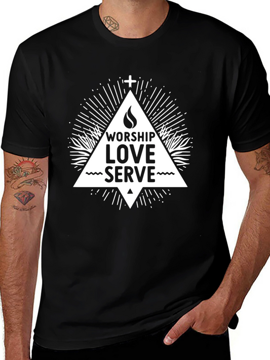 Worship Love Serve Graphic Tee - Black Cotton T-Shirt