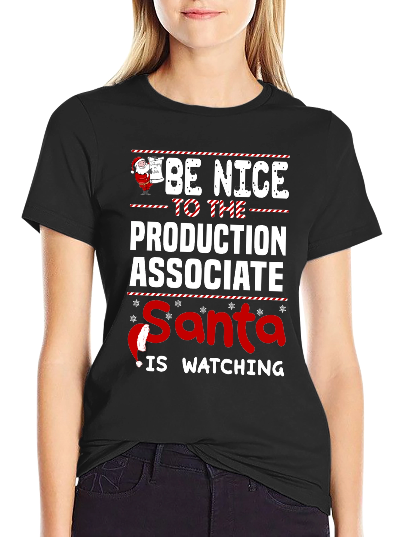 Be Nice to the Production Associate Santa T-Shirt