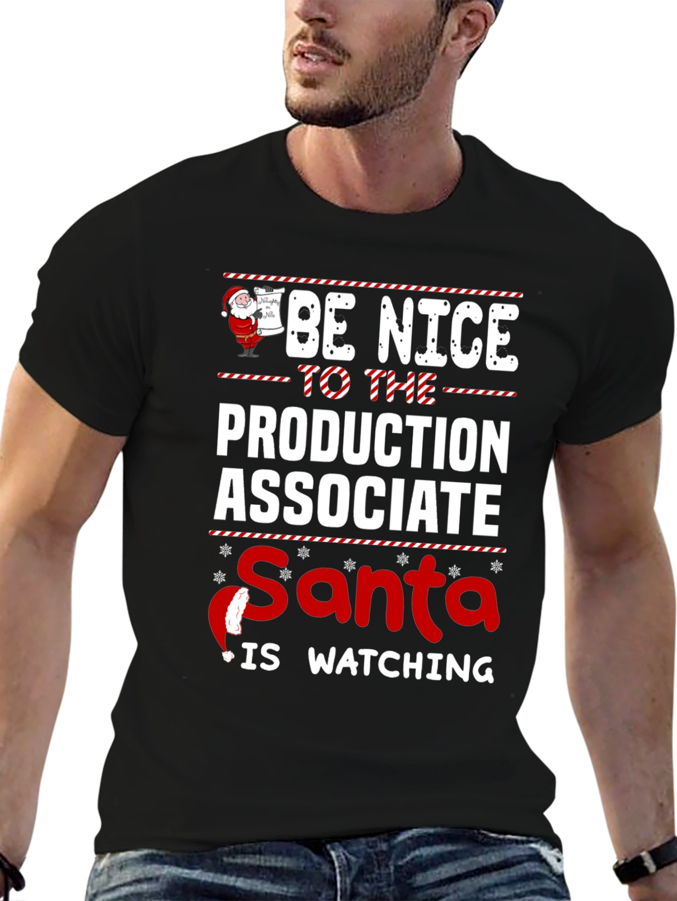 Be Nice to the Production Associate Santa T-Shirt