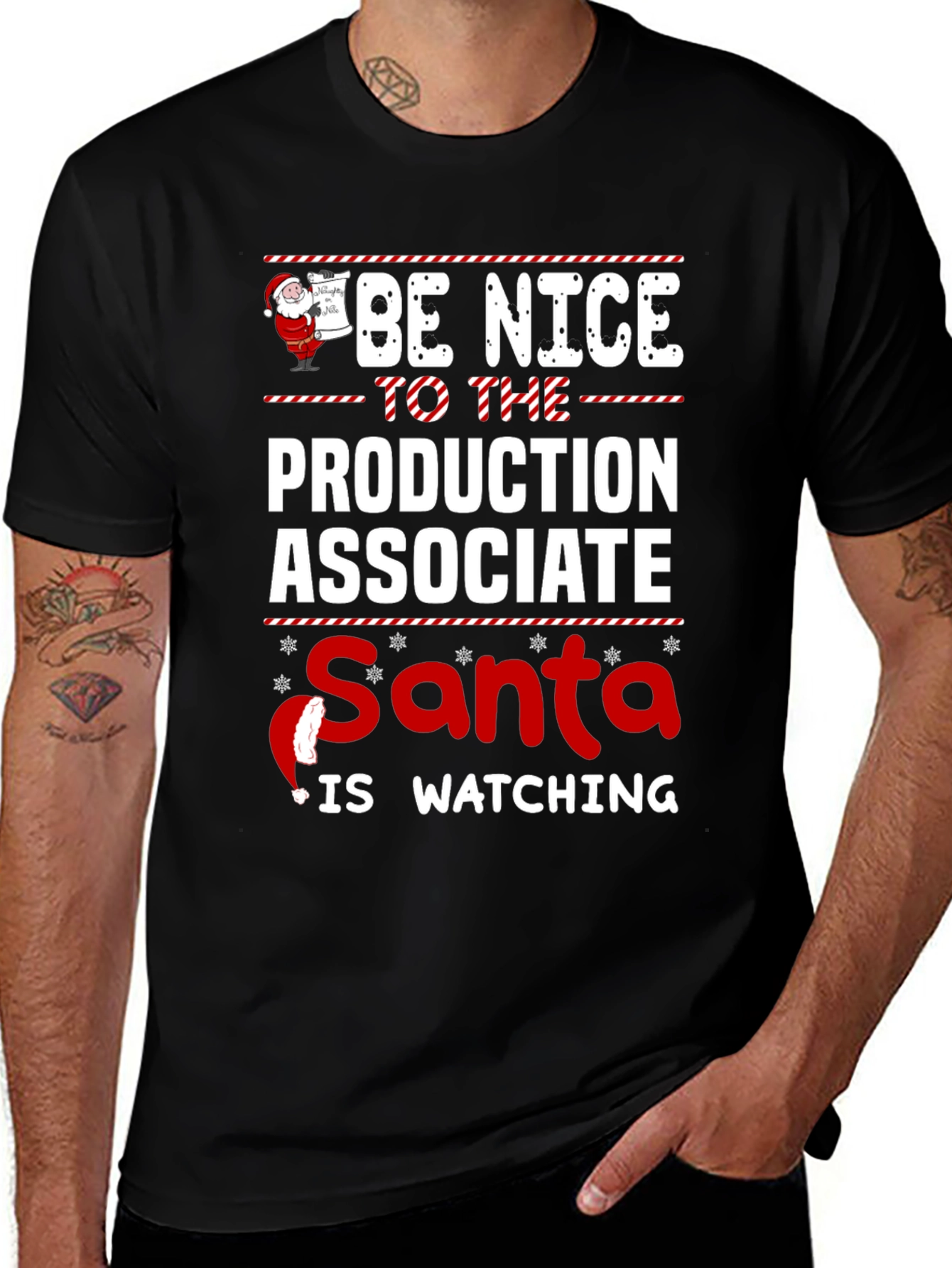 Be Nice to the Production Associate Santa T-Shirt